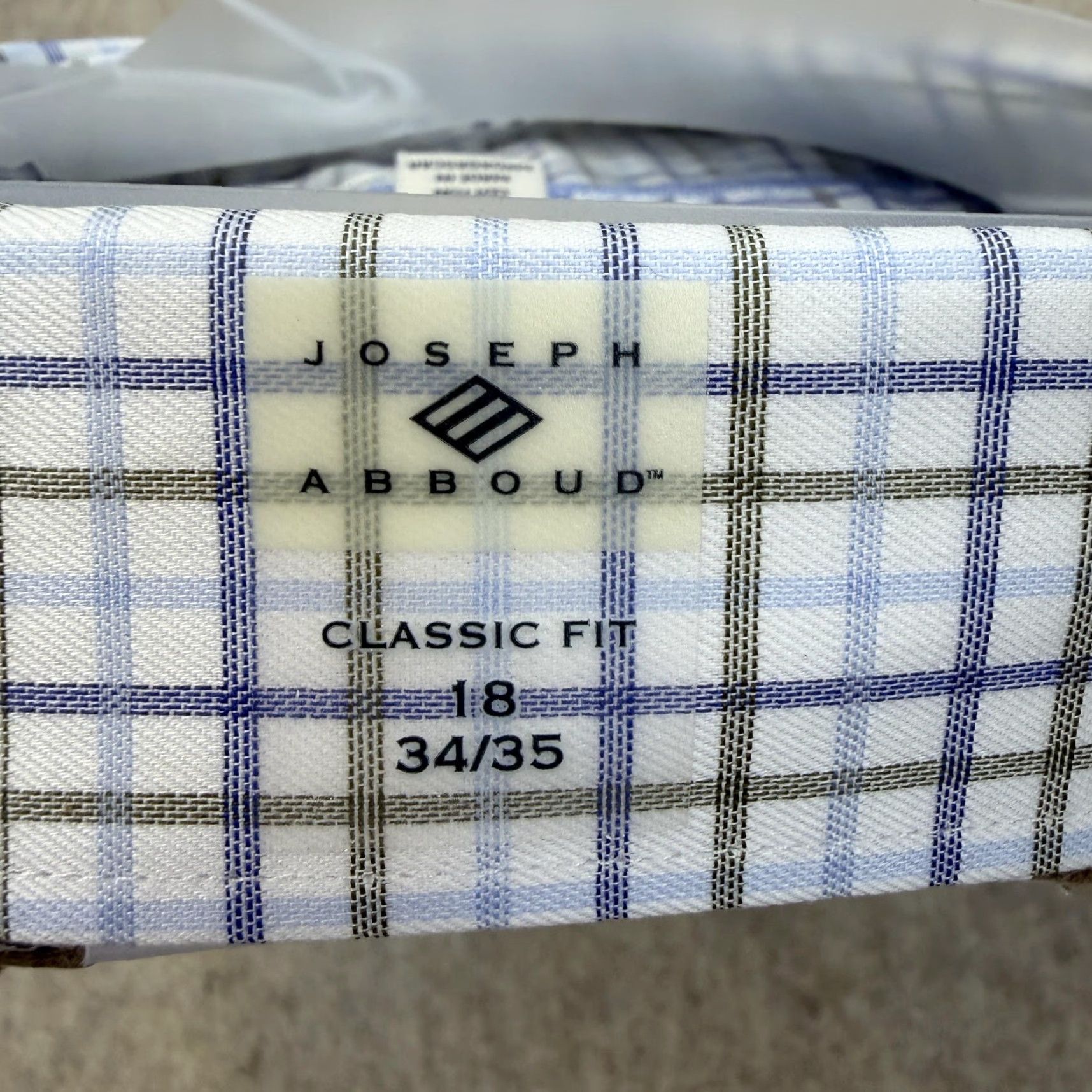 Joseph Abboud Joseph Abboud Dress Shirt Mens 18 34/35 Blue Check Classic Fit Non Iron Cotton shirt Size 48R - 8 Thumbnail