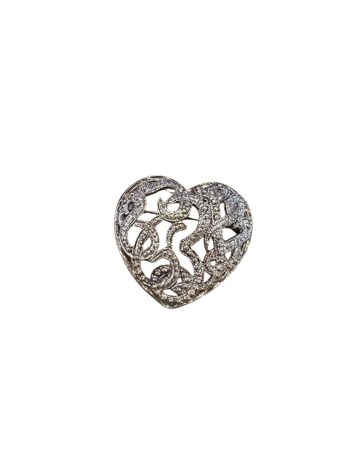 Vintage Vintage Silvertone Brooch Pin Collectible Heart Jewelry Size ONE SIZE - 1 Thumbnail