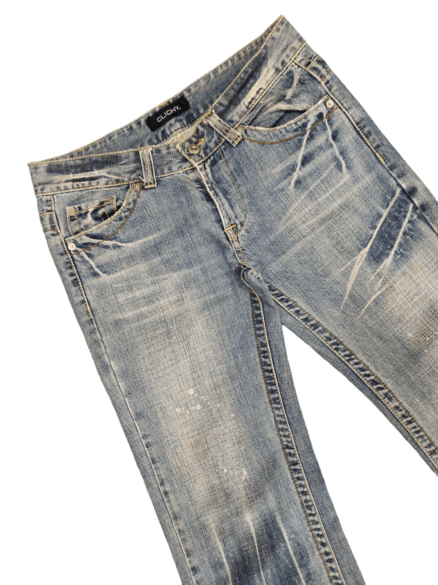 If Six Was Nine Flare Jeans Clichy Release Hem Faded Low Rise Boot Cut Size US 31 - 5 Thumbnail