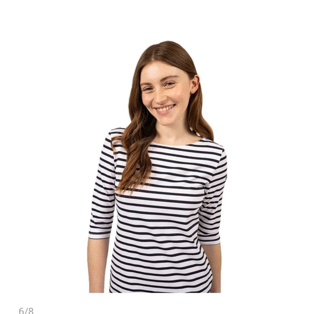 Saint James SAINT JAMES Stretch White Blue Midi Sheat Nautical Dress XS Size XS / US 0-2 / IT 36-38 - 3 Thumbnail