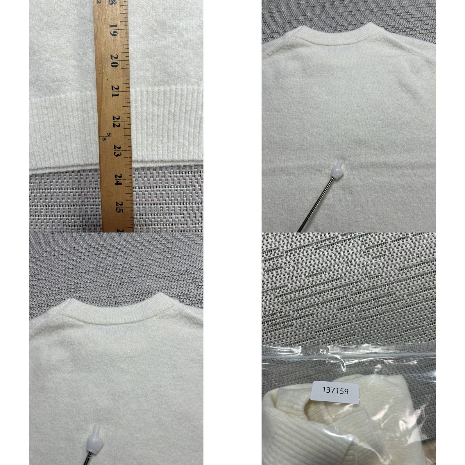 Vintage Pilcro Avara Sweater Womens M White Knit Pullover Crew Neck Pullover Casual Winter Fall 100% Cashmere Knit Size M / US 6-8 / IT 42-44 - 8 Thumbnail