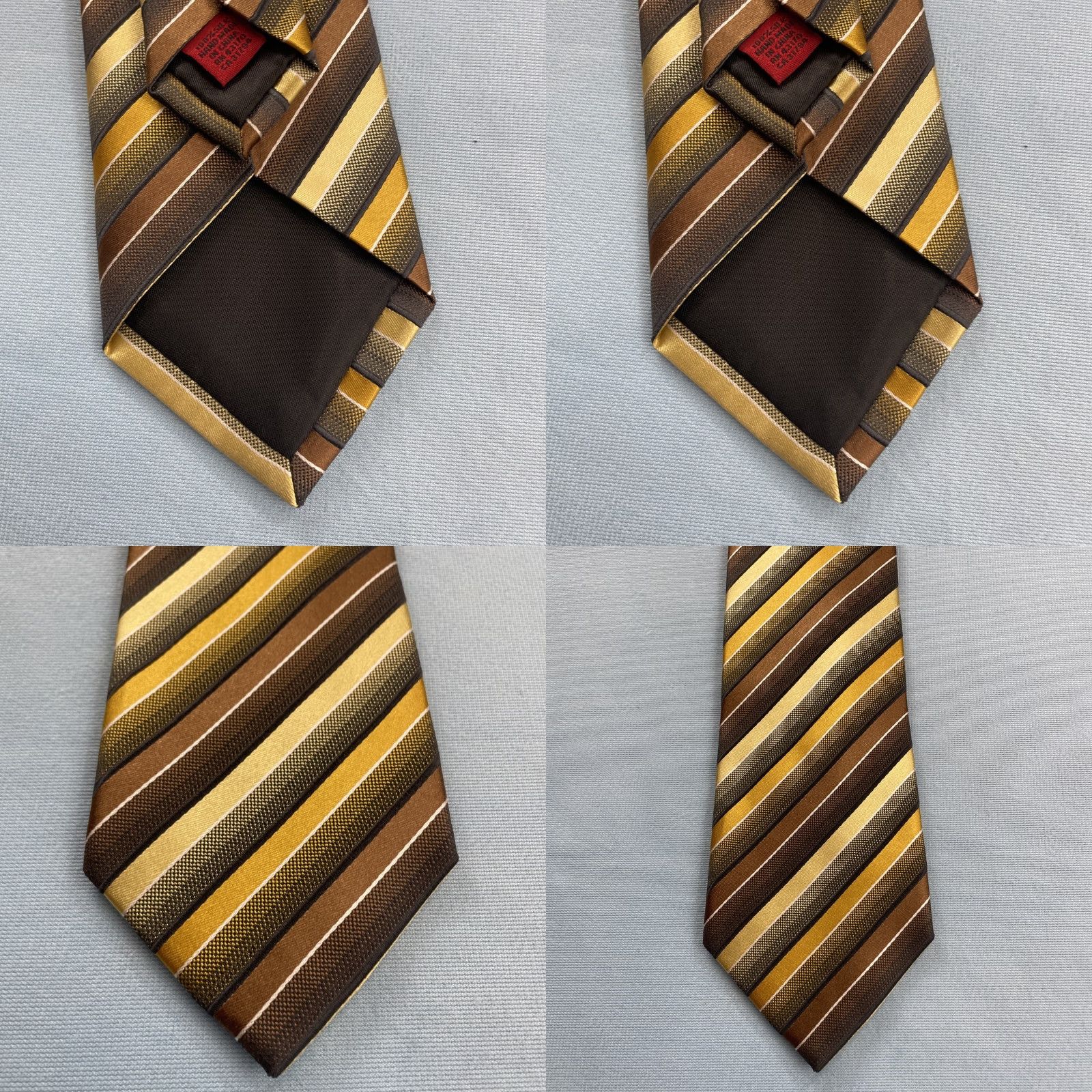 Alfani VINTAGE Alfani Tie Stripe Silk Western Repp 3x59 Brown Yellow Gold Mens Tie Size ONE SIZE - 8 Thumbnail