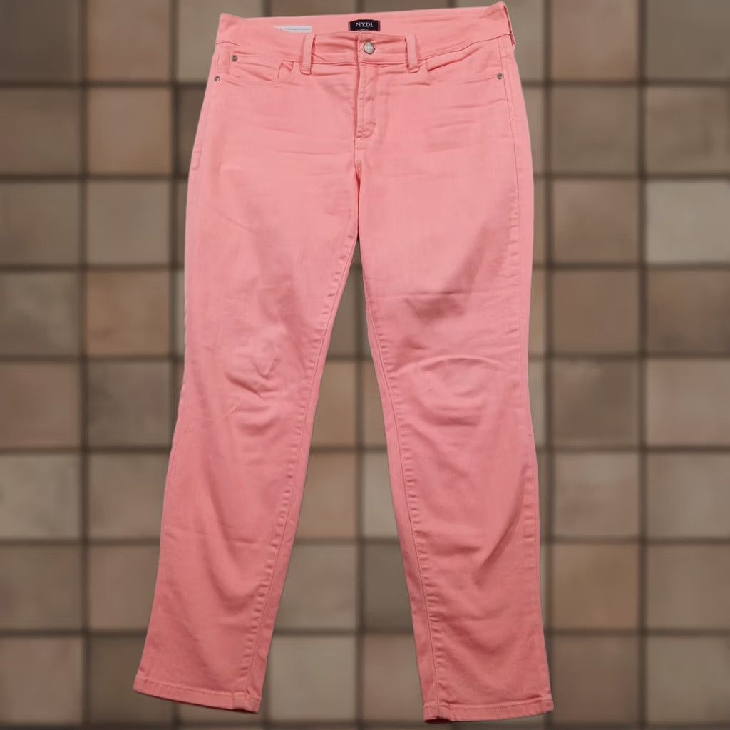 NYDJ NYDJ Alina Convertible Ankle Jeans Women 10 Coral Pink Lift Tuck Stretch EUC Size 32" / US 10 / IT 46 - 1 Thumbnail