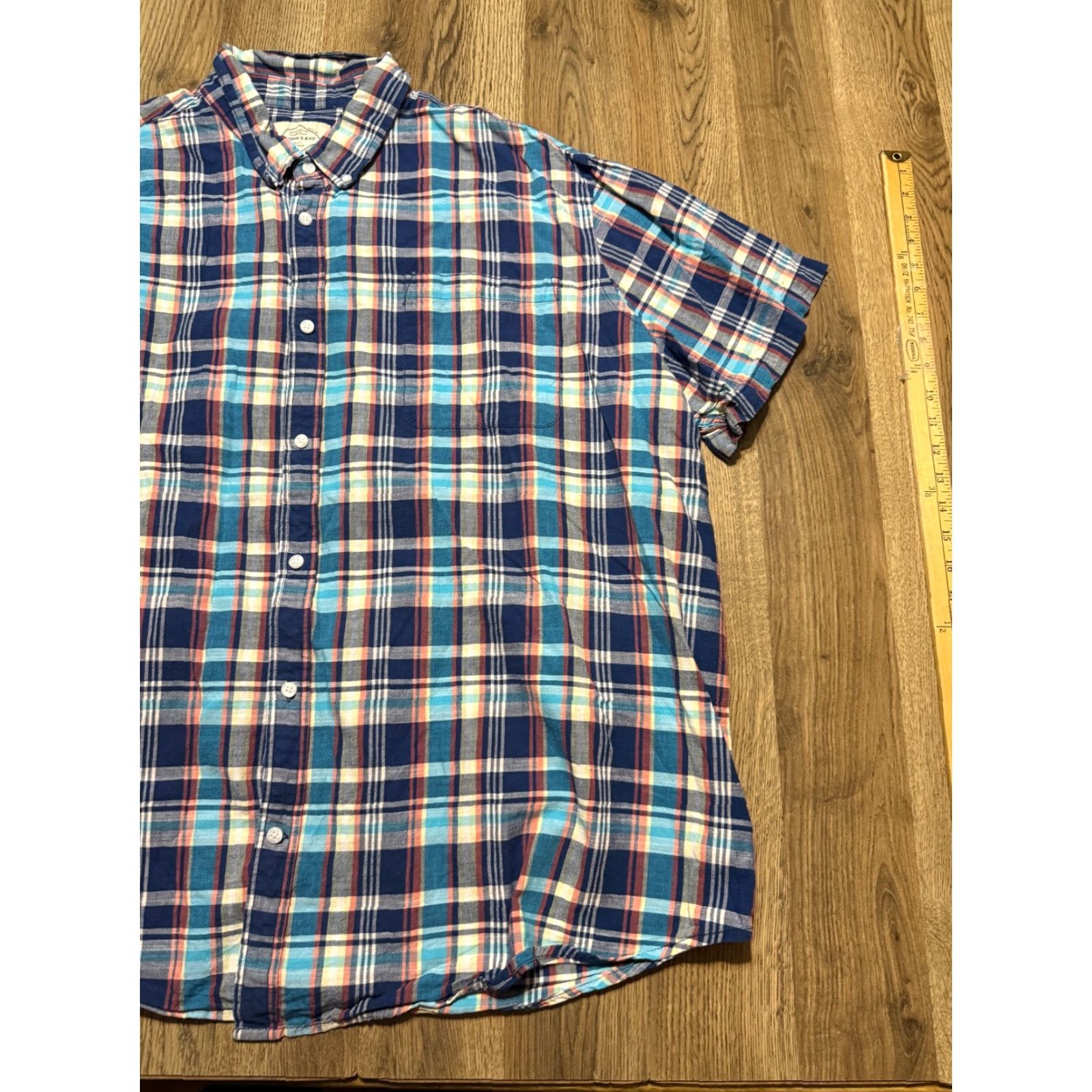 Vintage St. John's Bay Shirt Men's 2XL? Blue White Orange Yellow Plaid Button Down Size US XXL / EU 58 / 5 - 4 Thumbnail
