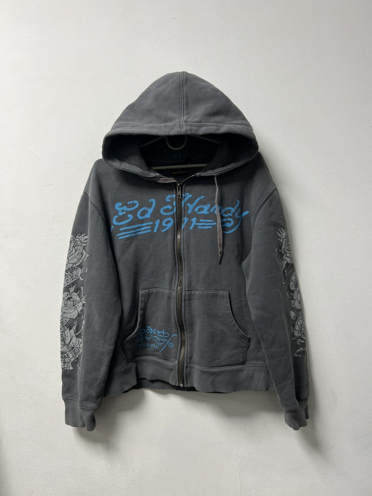 Vintage Christian Audigier By Ed Hardy Zip Up Hoodie