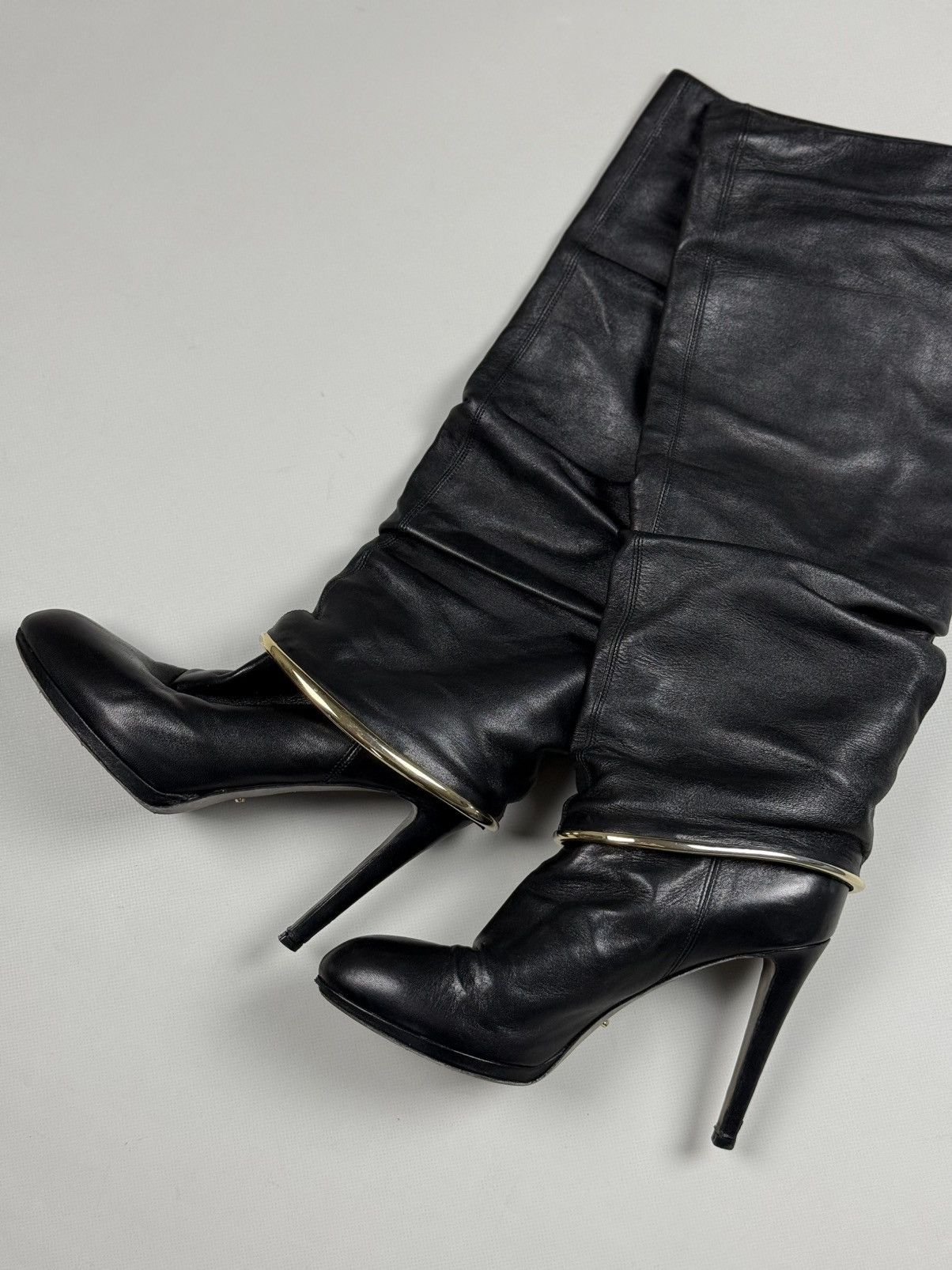 Sergio Rossi Sergio Rossi Ladies Leather Over The Knee Heeled Boots Size US 8.5 / IT 38.5 - 4 Thumbnail