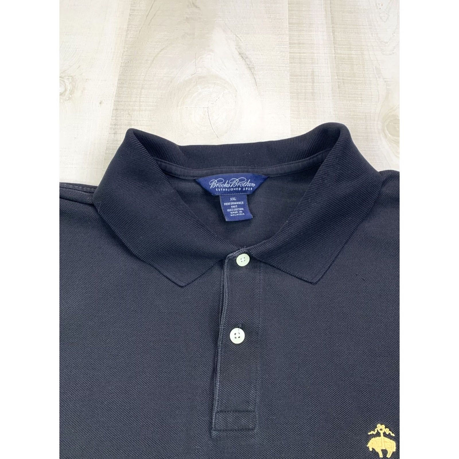 Brooks Brothers VINTAGE Brooks Brothers Performance Knit Cotton Black Polo 2XL Mens Logo Solid Short Sleeve Polo Baseball/Preppy style Size US XXL / EU 58 / 5 - 4 Thumbnail