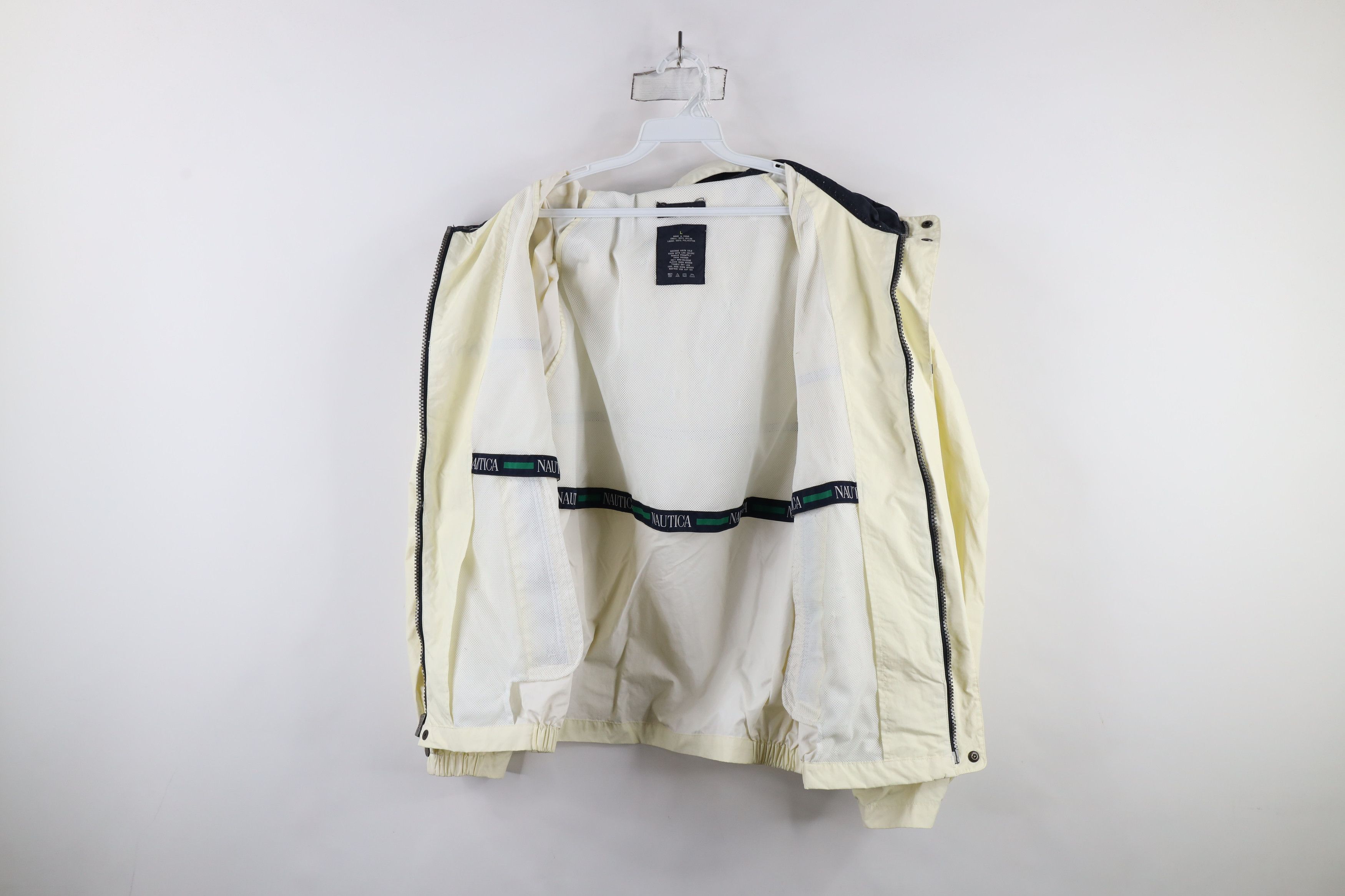 Nautica × Vintage Vintage 90s Nautica Hooded Sailing Windbreaker Jacket Cream Size US L / EU 52-54 / 3 - 9 Thumbnail
