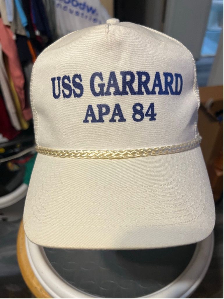 Vintage Men's Luna Basics USS Garrard APA 84 White Blue Trucker Hat Size ONE SIZE - 1 Thumbnail