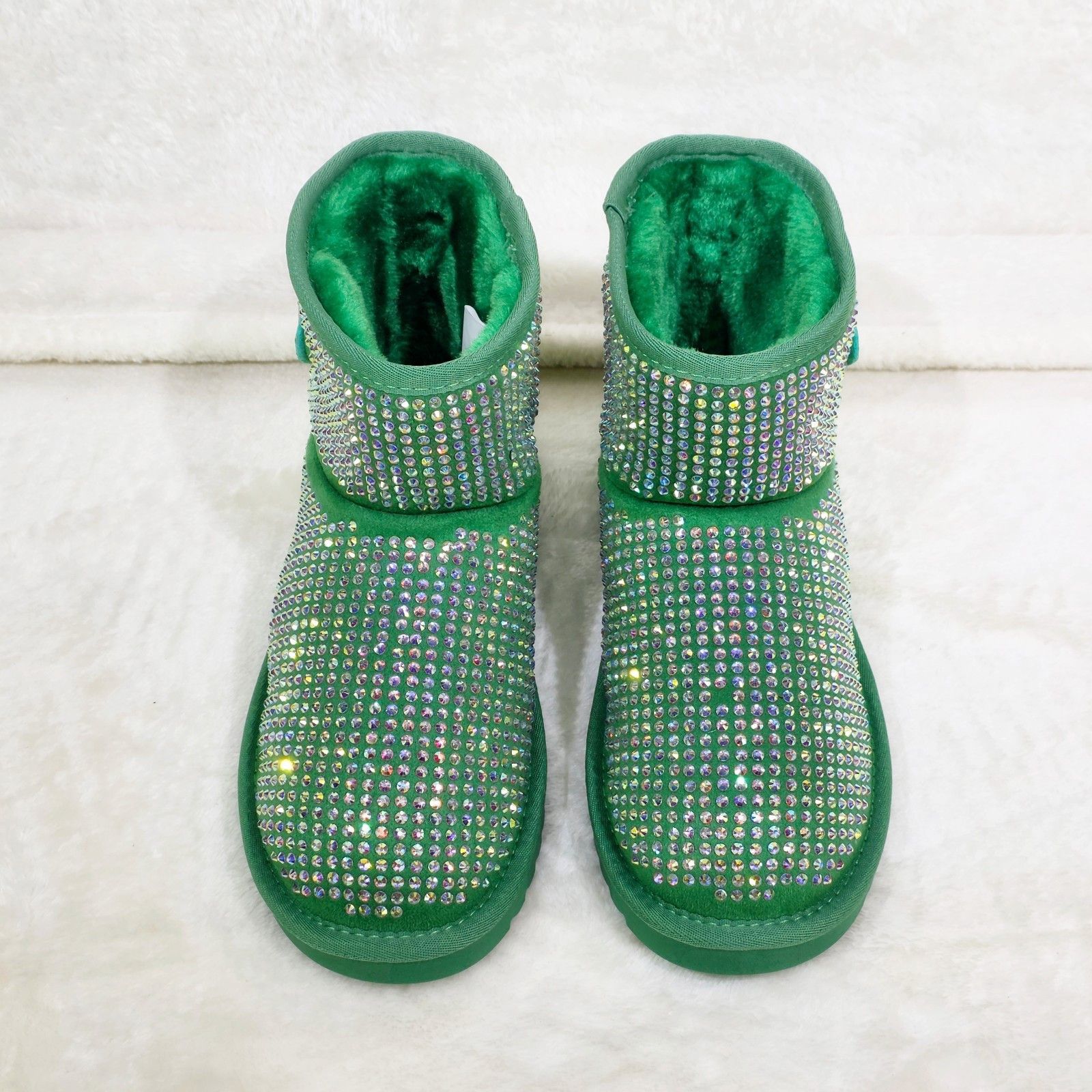 Other Twinkle Faux Fur Lined Slip On Winter Ankle Boots Green Irid Size US 7.5 / IT 37.5 - 5 Thumbnail