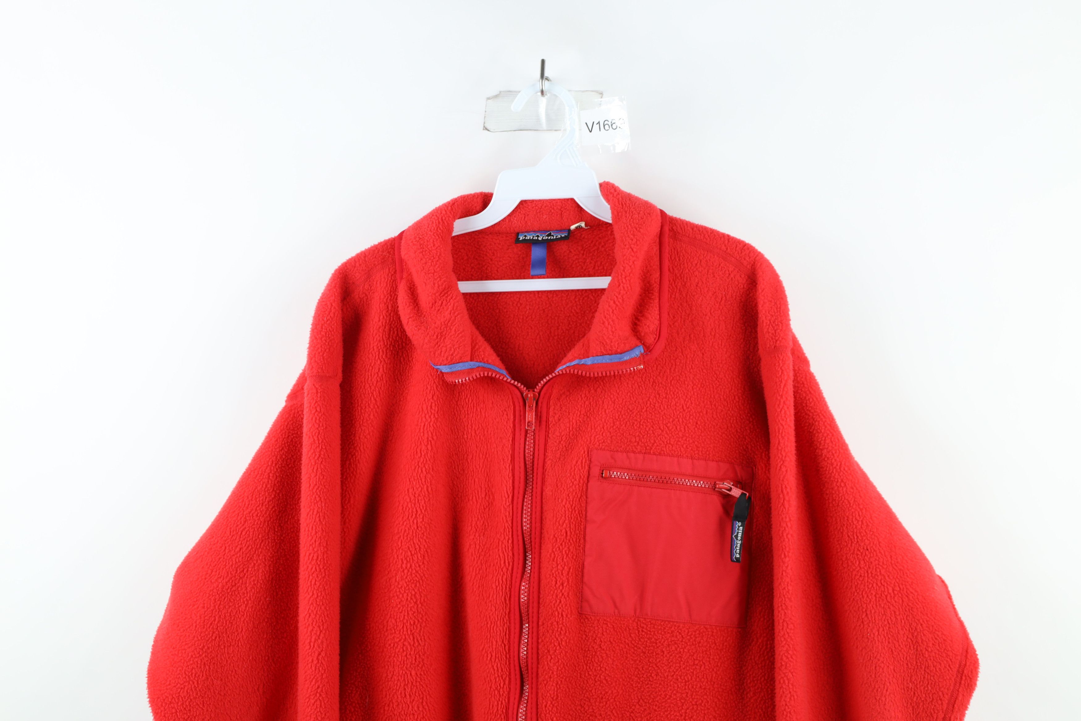 Vintage 90s Patagonia Out Full Zip Fleece Jacket Red USA