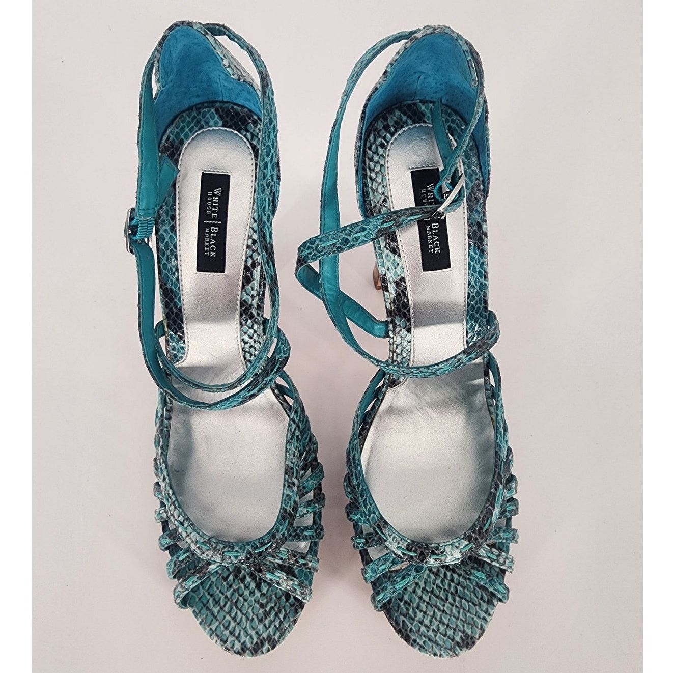 White House Black Market White House Black Market Teal Snakeskin Sandal Women's Sz 10 Size US 10 / IT 40 - 11 Thumbnail