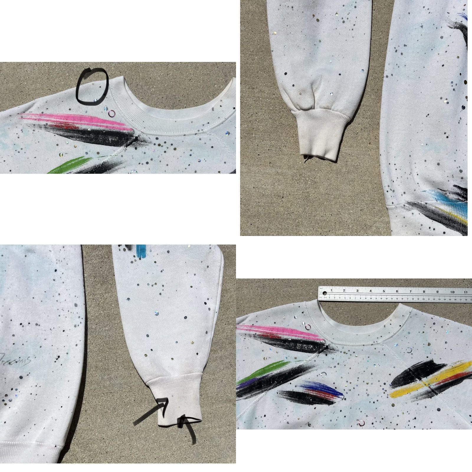Vintage VINTAGE Air Dreams Shirt Unisex Adults One Size White Cotton Blend Crew Neck Pullover 80s Art Raglan Sweatshirt Abstract Paint Splatter Wearable Art Size US M / EU 48-50 / 2 - 10 Thumbnail