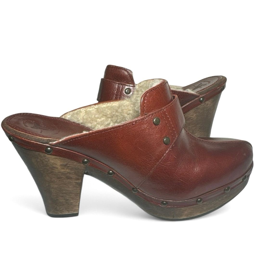 Frye Frye Ella Leather Clogs burg leather shearling women sz 7 Size US 7 / IT 37 - 2 Thumbnail