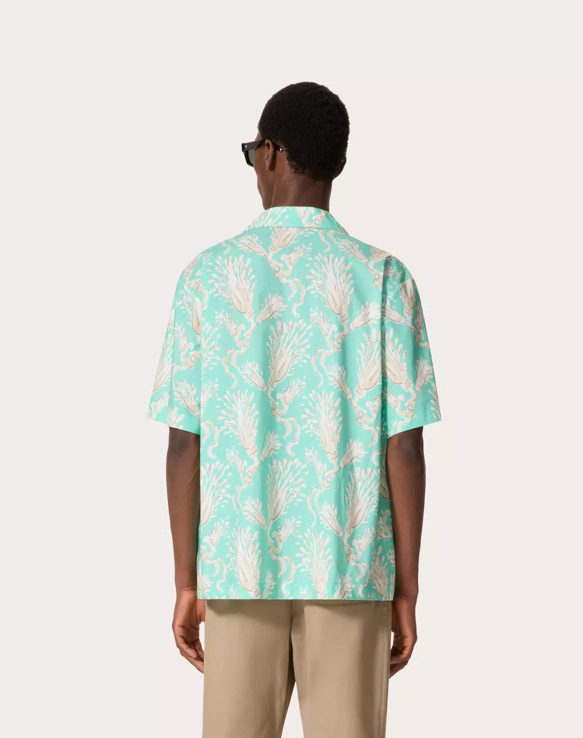 Valentino oc11z0725 Cotton Poplin Bowling Shirt in Beige Size US M / EU 48-50 / 2 - 6 Thumbnail