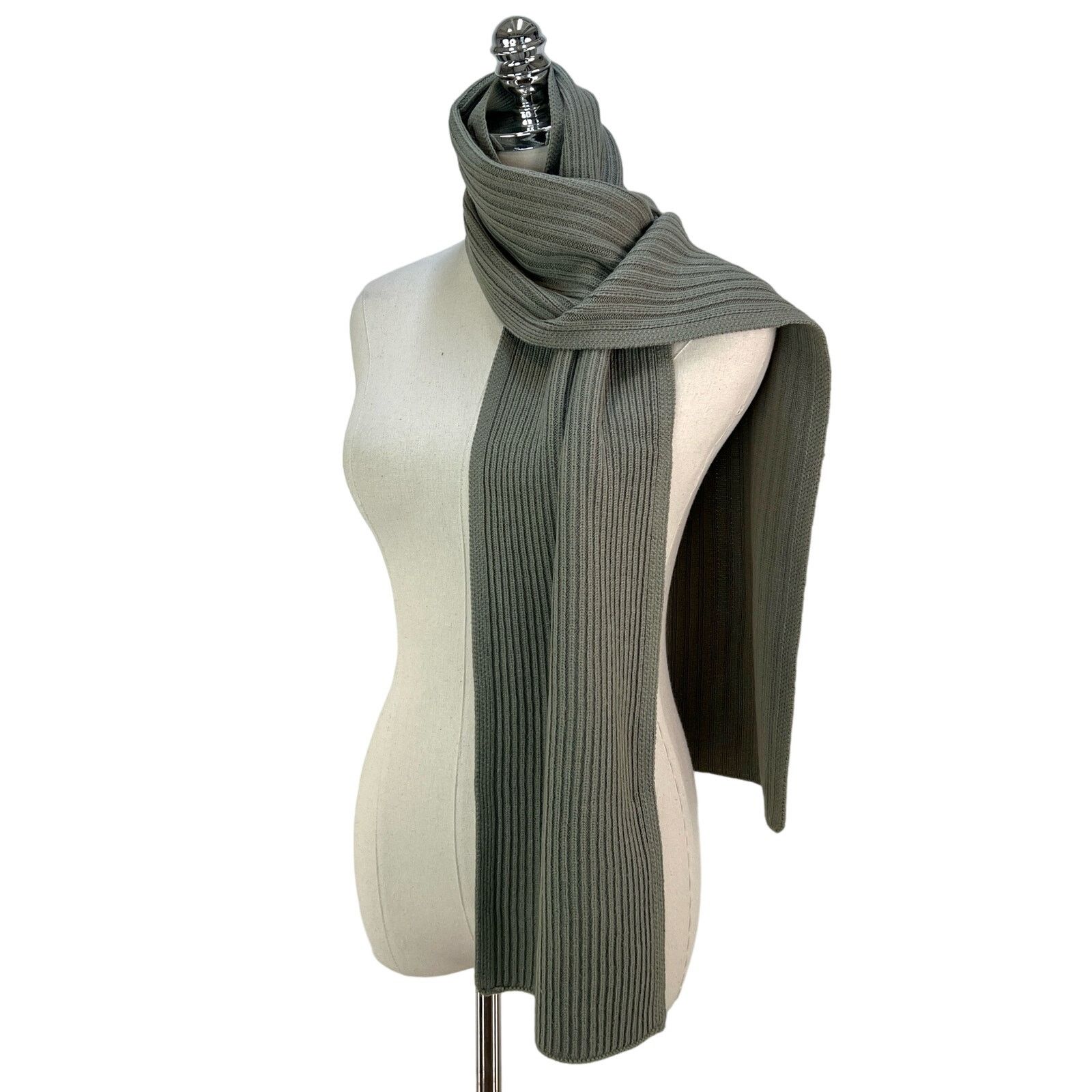 Allsaints Allsaints Ribbed Knit Scarf Serepentine Green Rectangular Size ONE SIZE - 5 Thumbnail