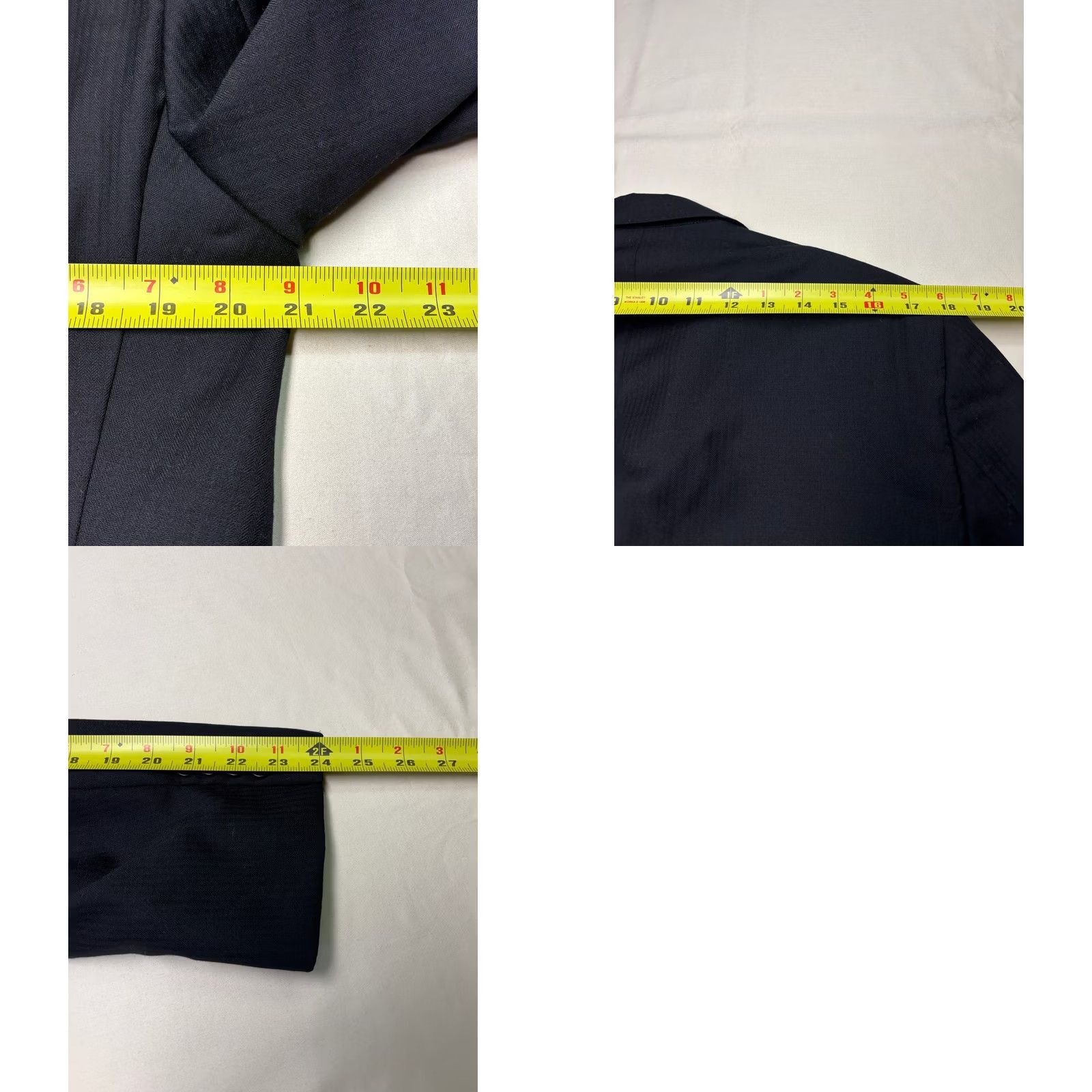 Vintage Gianni Orvietto Blazer Jacket Black Wool 40 R Single-Breasted Notch Lapel 3-Button Vintage No Mens Style 2 Piece Italy Italian Super 120's Herringbone Size 40R - 9 Thumbnail
