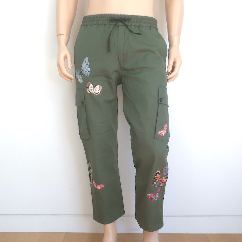 Valentino Valentino Butterfly-Embroidered Cargo Pants Green Size 46 Size US 30 / EU 46 - 1 Thumbnail