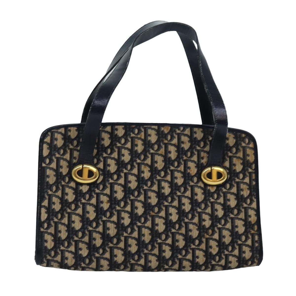 DIOR Trotter Canvas Hand Bag Canvas Navy