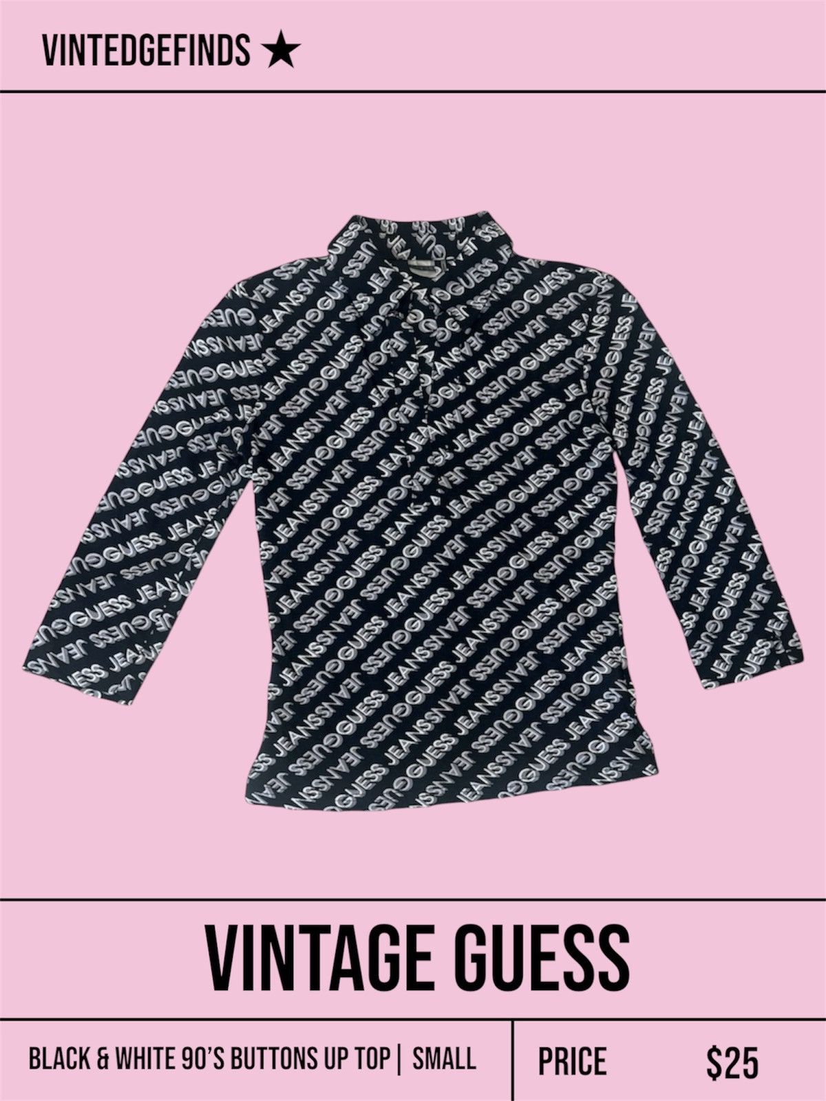Guess GUESS - black & white 90’s buttons up top Size S / US 4 / IT 40 - 1 Thumbnail