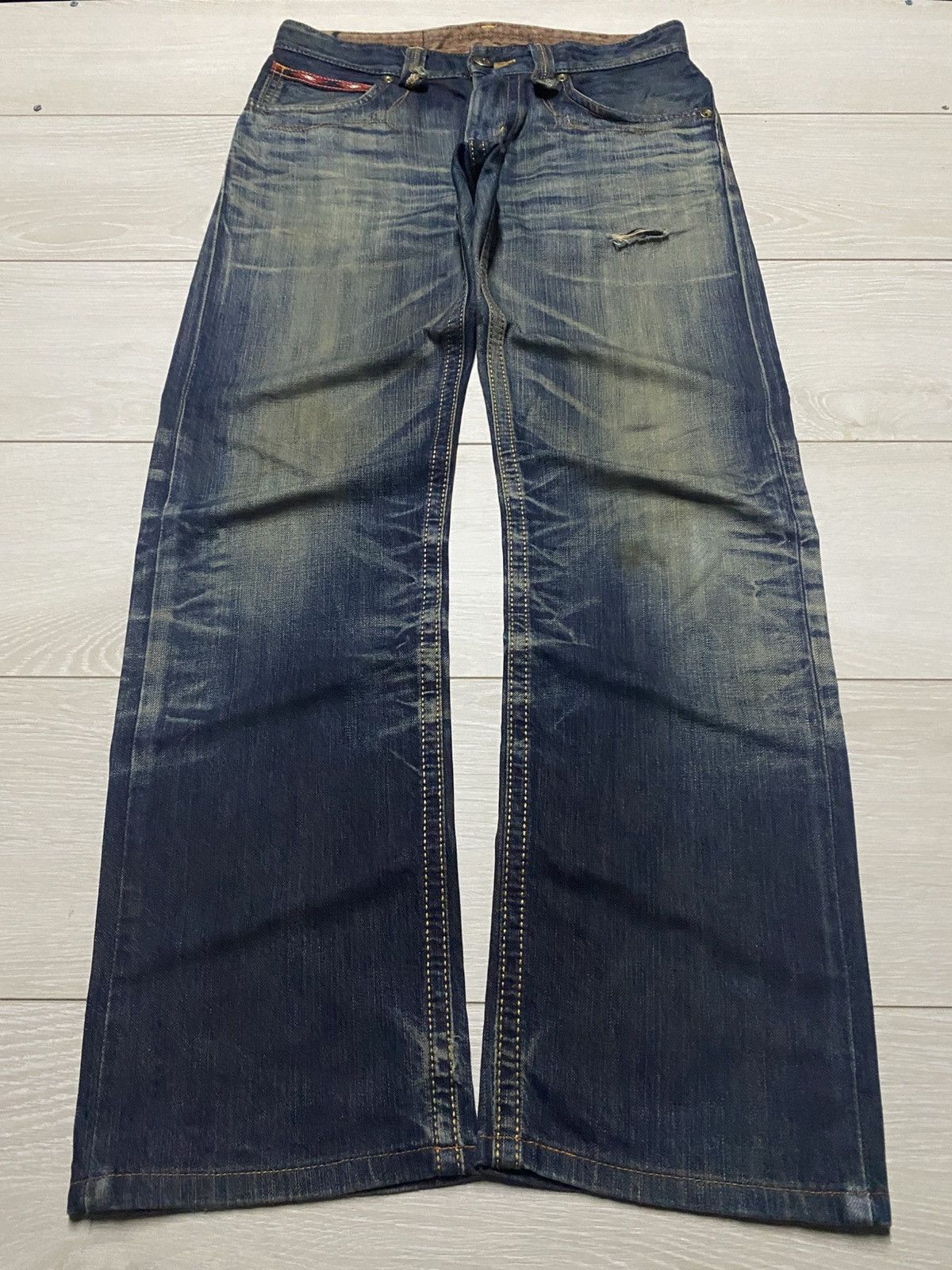 Edwin Vintage Edwin XV Mud Wash Honeycomb Distressed Loose Jeans Size US 31 - 1 Thumbnail