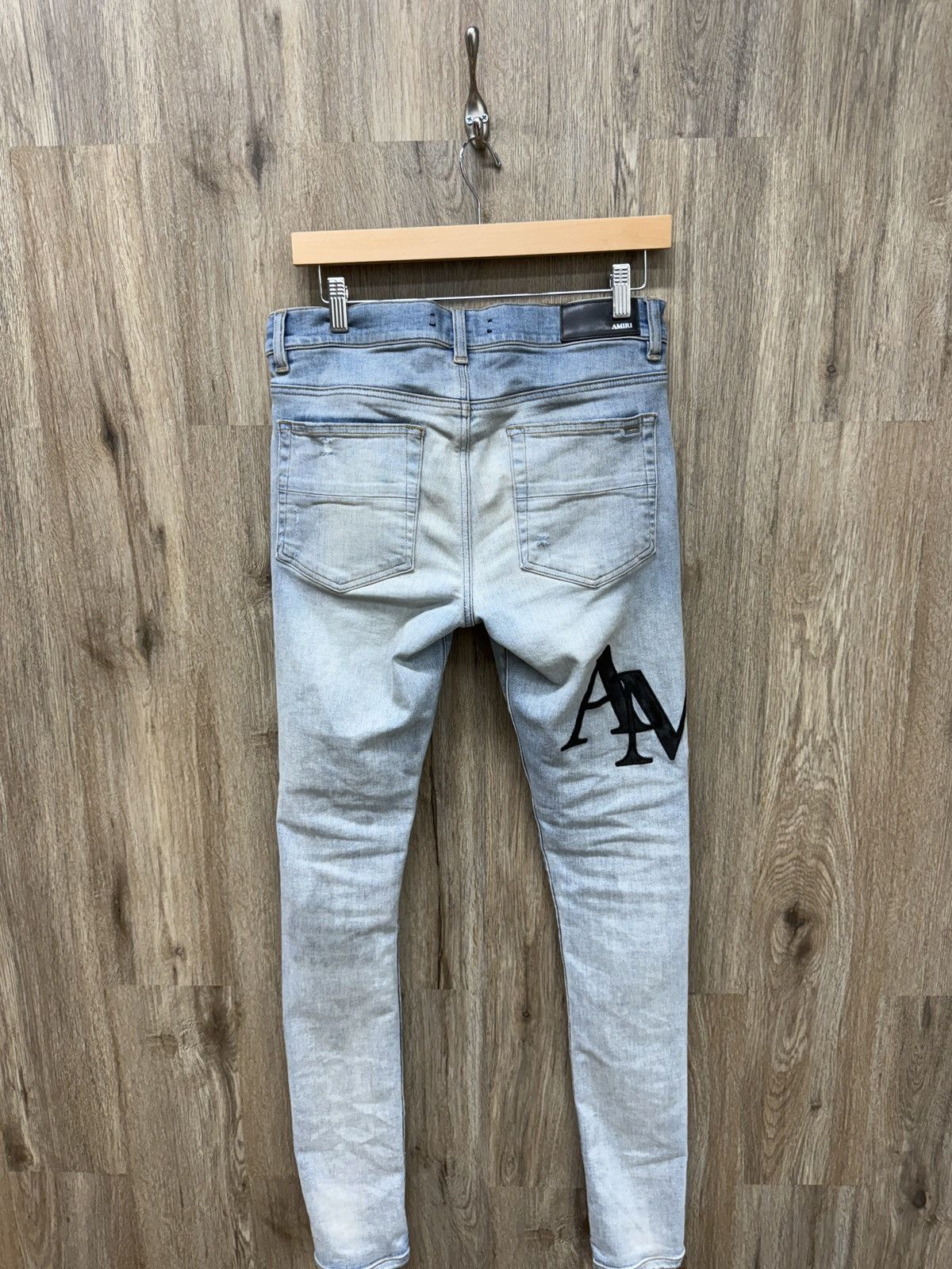 Amiri Amiri Staggered Leather Logo Denim Jeans Size US 30 / EU 46 - 5 Thumbnail