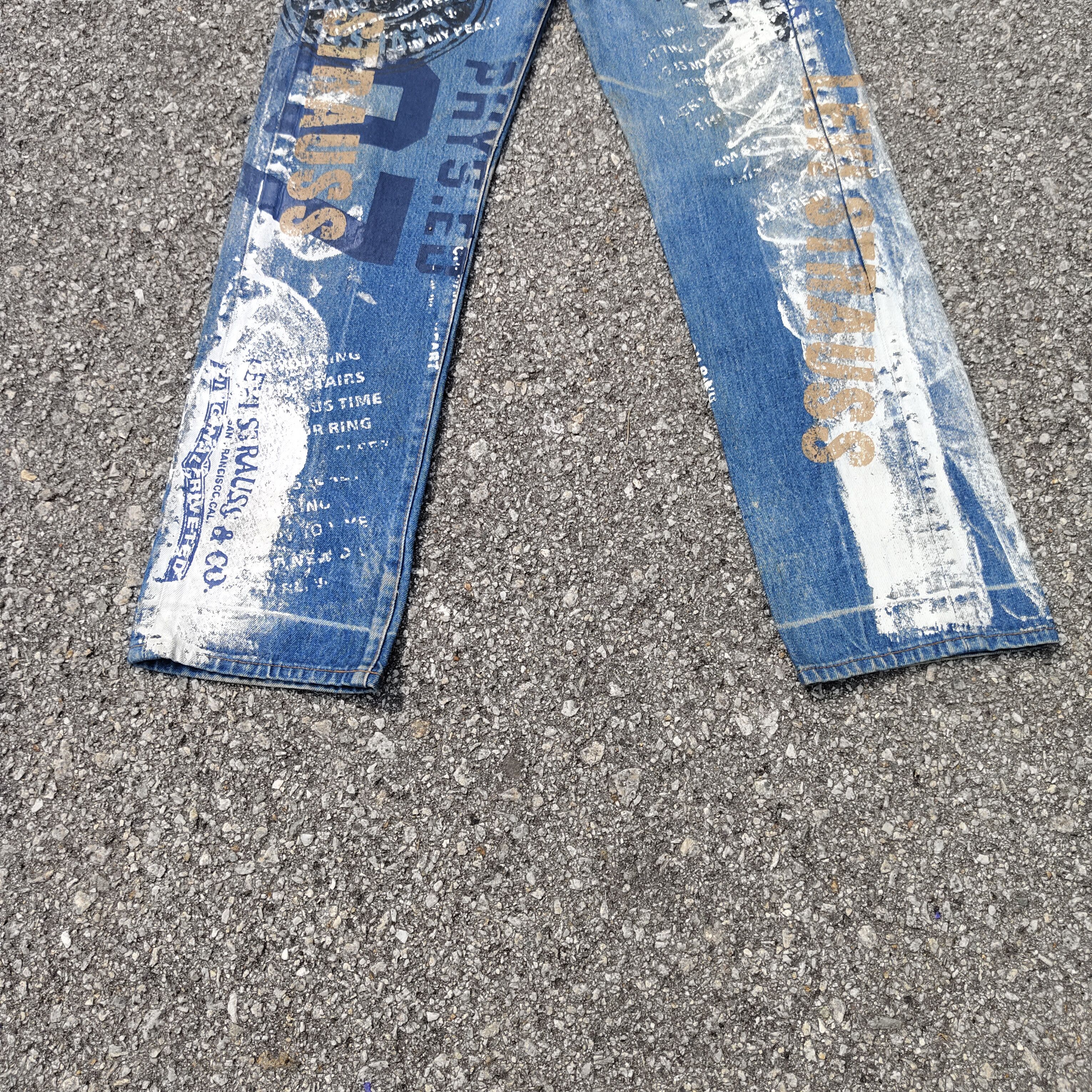 Levi's RARE 90s Levi's 501 Painted Logo Art Graffiti Limited Jean Size US 29 - 4 Thumbnail
