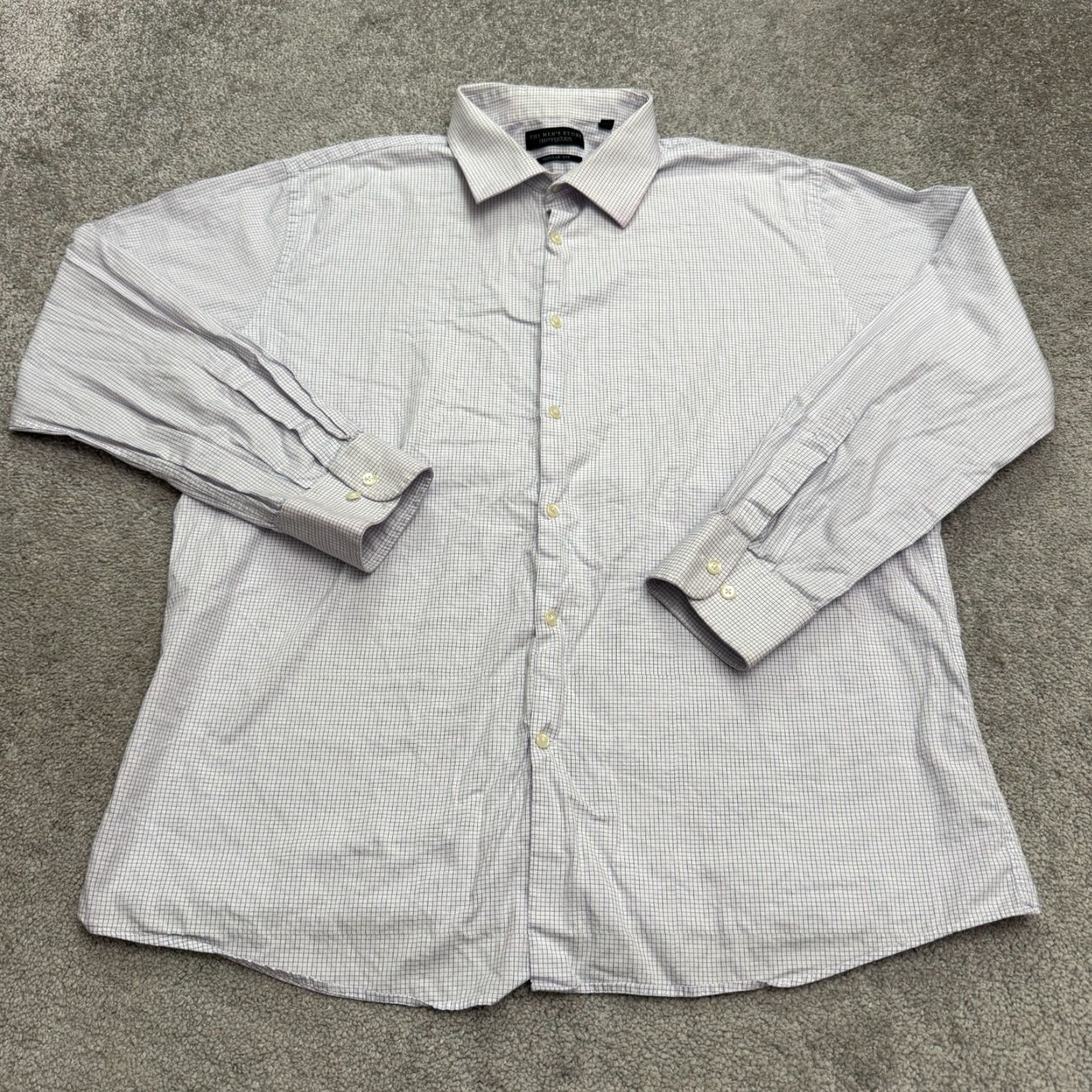 Bloomingdale's Bloomingdale's Regular Fit Dress Shirt Mens 17.5 34/35 Blue Purple Check Cotton Shirt Mens 17.5 Regular Blue Check Vintage? No. Size 46R - 2 Thumbnail