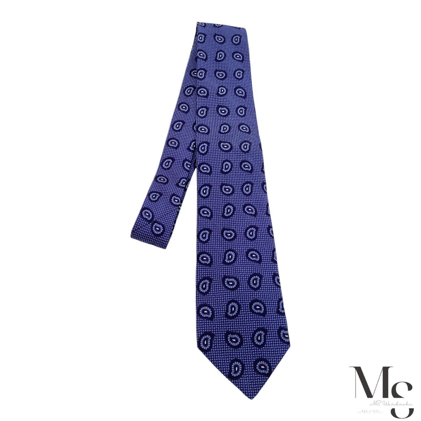 Hart Schaffner Marx HART SCHAFFNER MARX Blue Paisley Silk Tie Made In USA W:3.25 Size ONE SIZE - 4 Thumbnail
