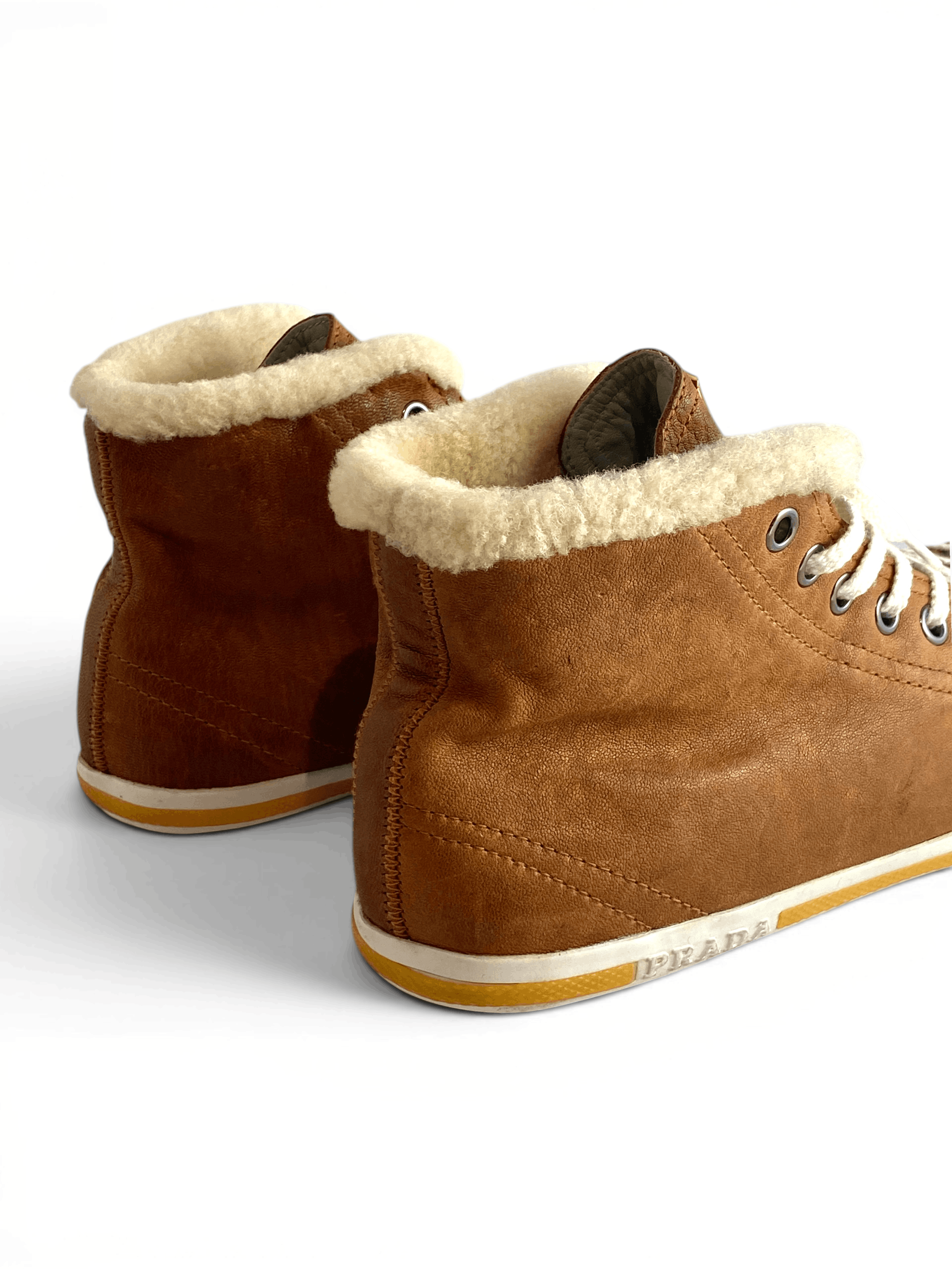 Prada Prada Brown White Suede Faux Sneakers Trainers Shoes Size US 8 / IT 38 - 9 Thumbnail