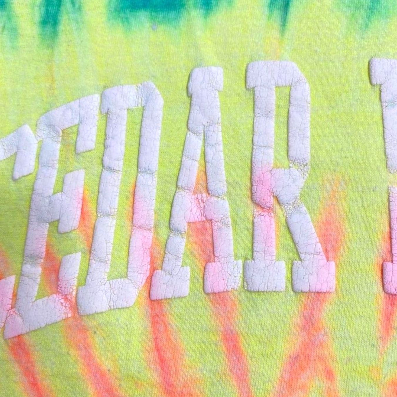 Hanes Hanes Cedar Point Souvenir Spellout Graphic Rainbow Tie Dye T-Shirt XL Men Size US XL / EU 56 / 4 - 4 Thumbnail
