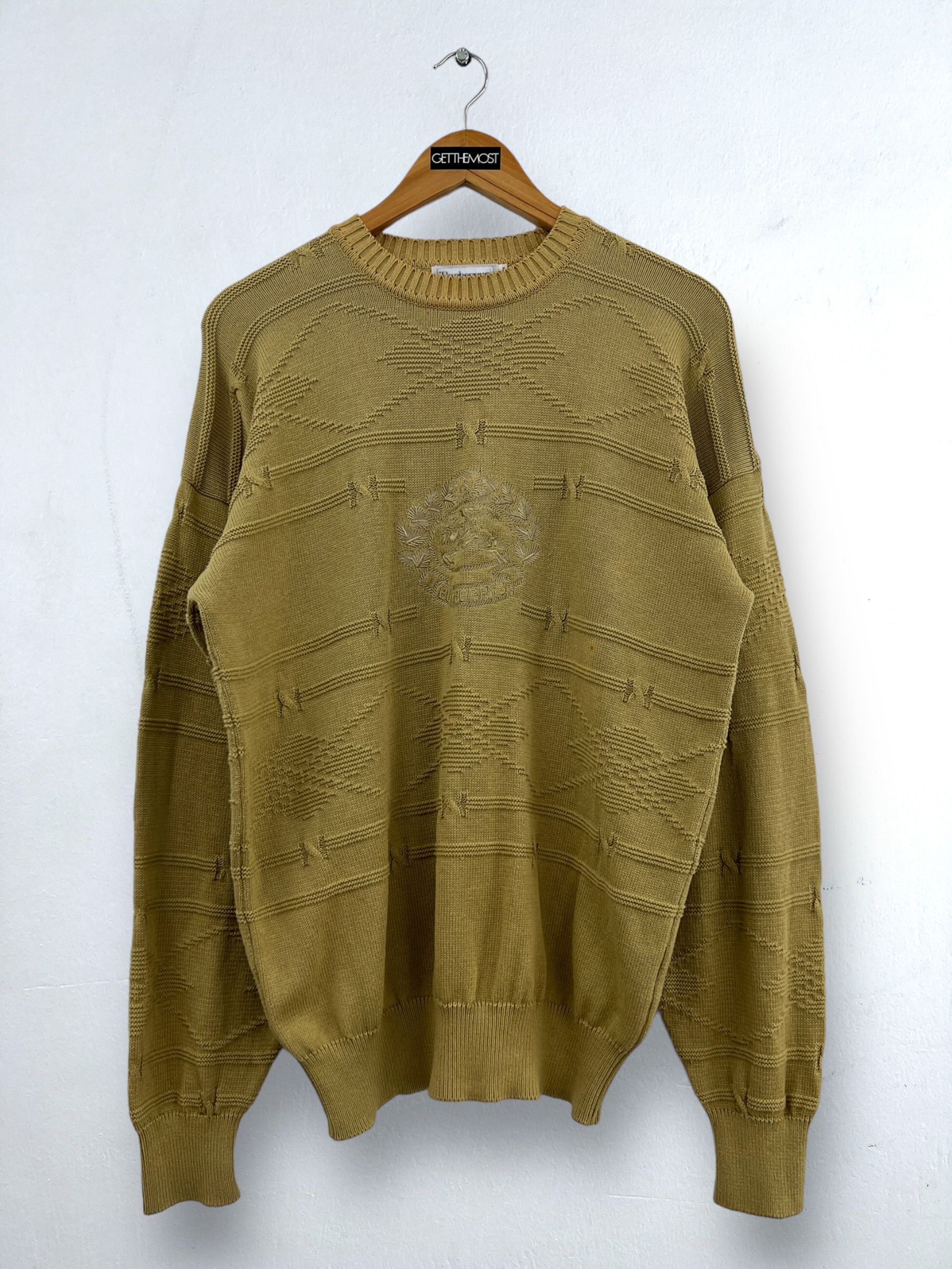 Burberry Vintage 90s Burberry's Big Logo Knit Sweater (M) GTMPT693 Size US M / EU 48-50 / 2 - 1 Thumbnail