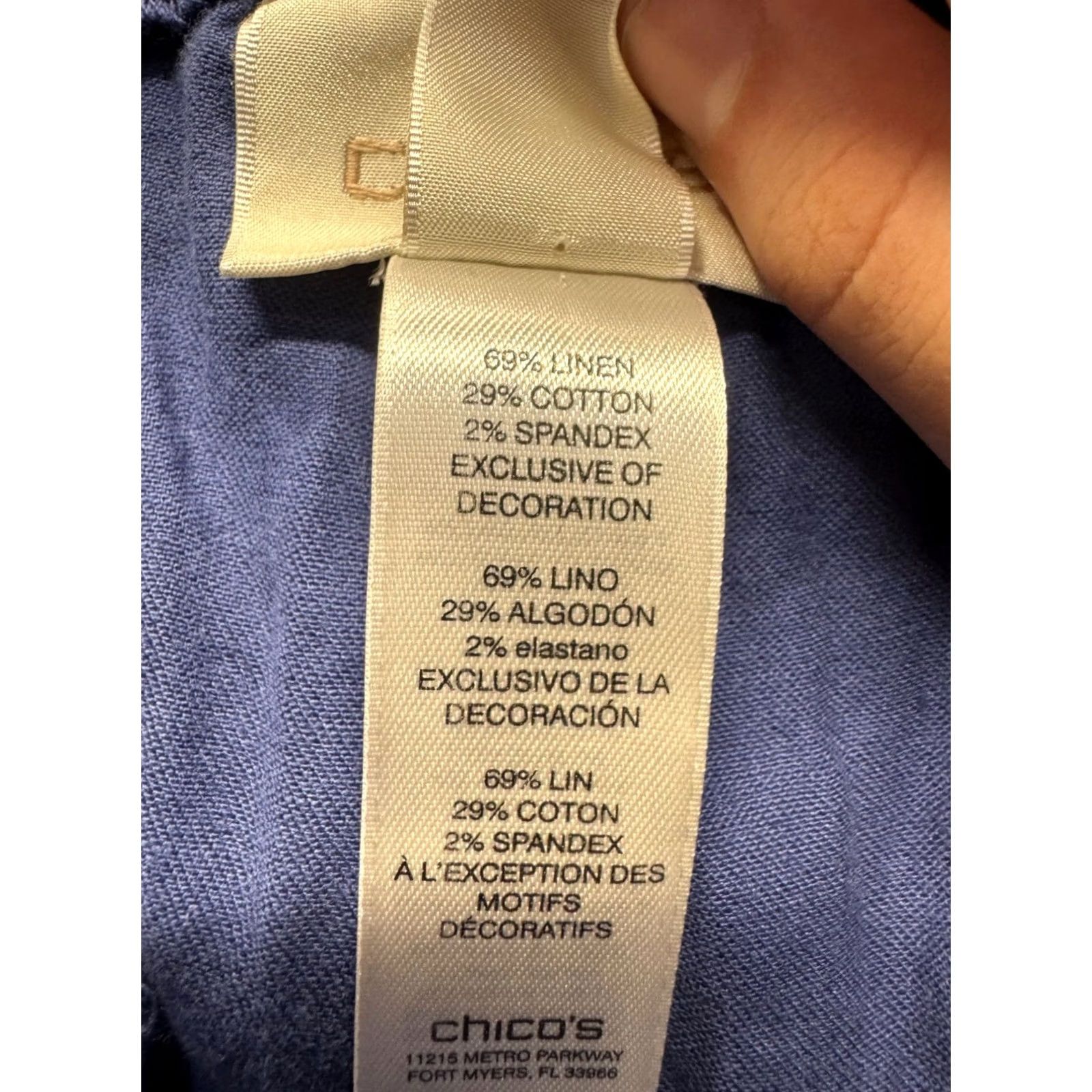 Vintage Chicos Women's Pants Cargo Crop Linen-Blend Pocket 33in Waist 2 Blue Size 26" / US 2 / IT 38 - 5 Thumbnail