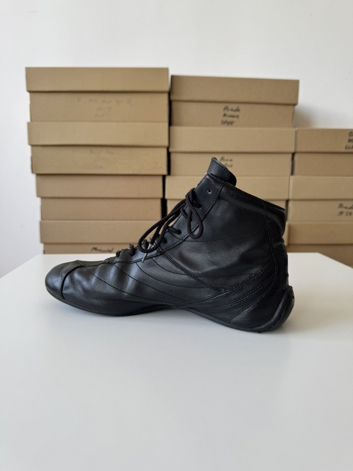 Japanese Brand × Puma × Vintage Vintage Puma Asana Black Leather Hi Top Sneakers Y2K Size US 8.5 / IT 38.5 - 5 Thumbnail