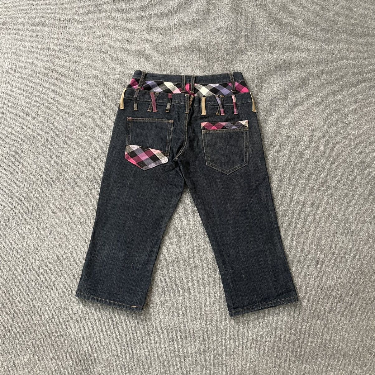 PPFM Nylaus Patchwork Graphic Jeans Denim Cropped Pants Punk Y2K Size US 29 - 8 Thumbnail