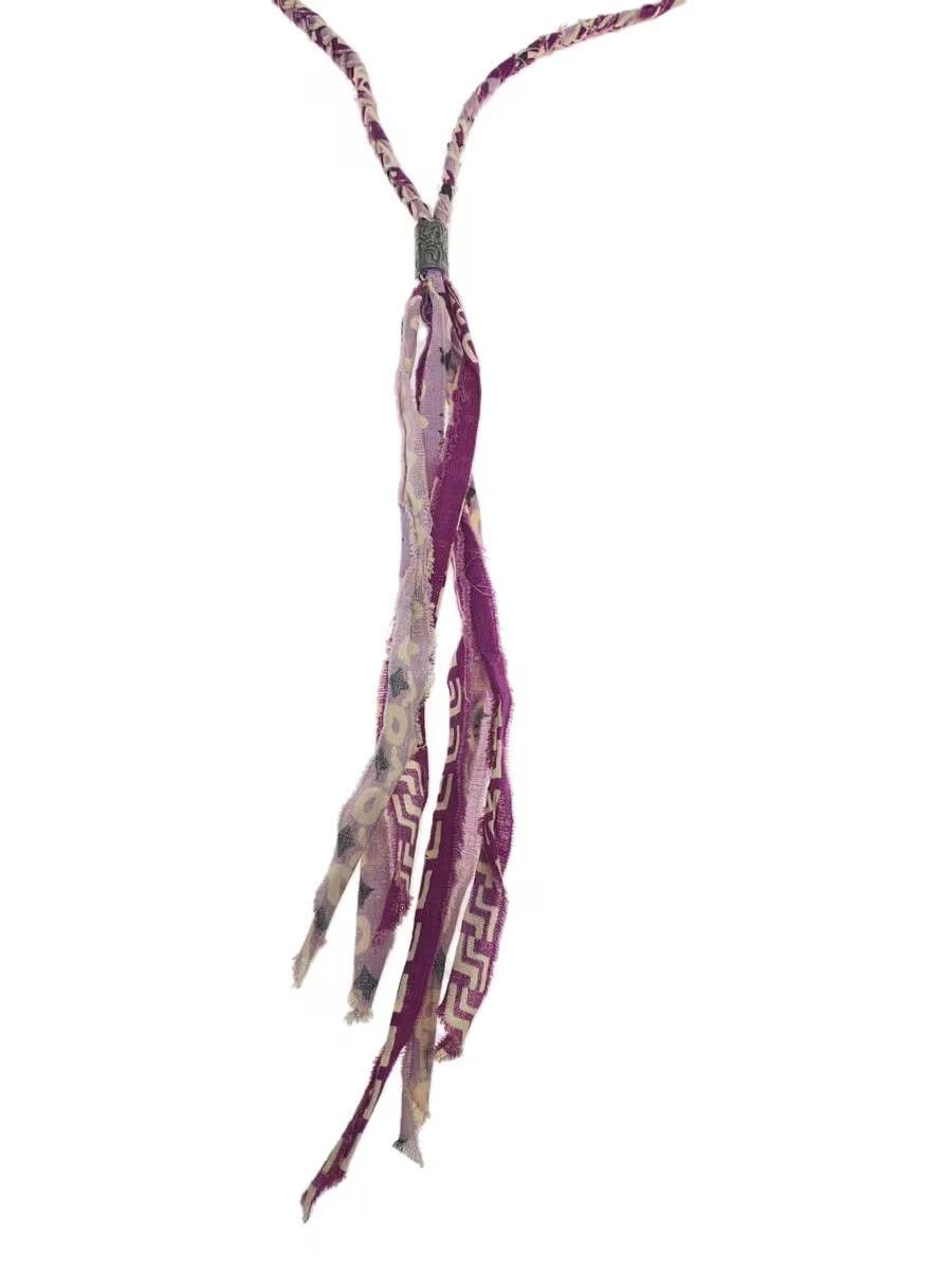 image of Kapital Bandana Fringe Necklace in Purple, Men's