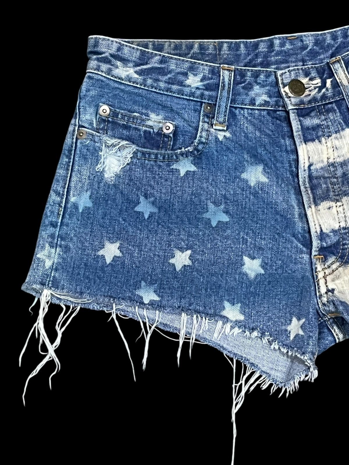 Hypebeast RNA USA Flag Distressed Denim Shorts - Stars & Stripes Size 28" / US 6 / IT 42 - 3 Thumbnail