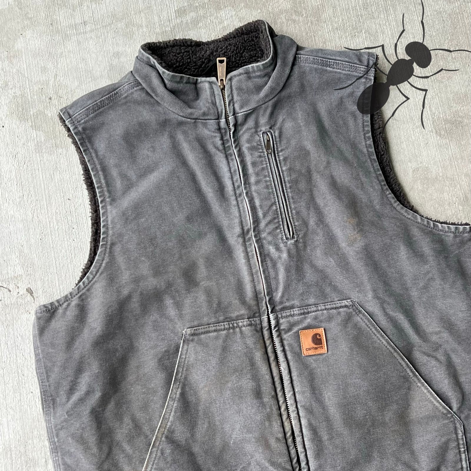 Carhartt × Vintage Carhartt V33 GVL gray sherpa lined work wear vest Size US L / EU 52-54 / 3 - 2 Thumbnail