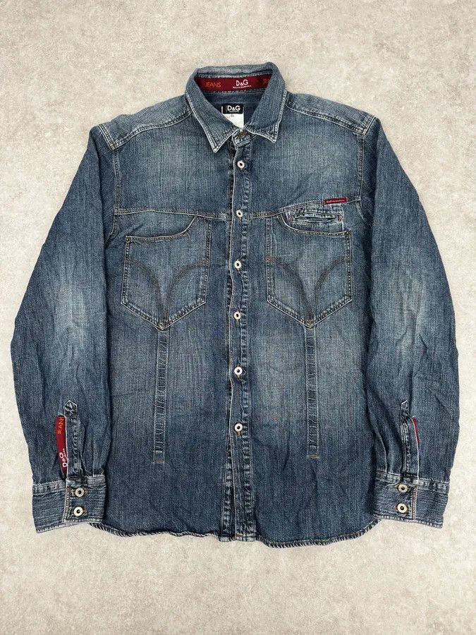 Dolce & Gabbana AW2003 Dolce & Gabbana Blue Cargo Denim Shirt Size US M / EU 48-50 / 2 - 1 Thumbnail