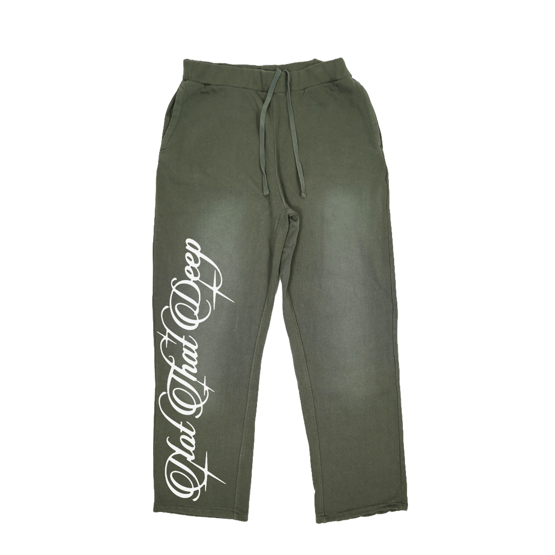 Other Olive Green Cursive Sweatpants Size US 30 / EU 46 - 1 Thumbnail