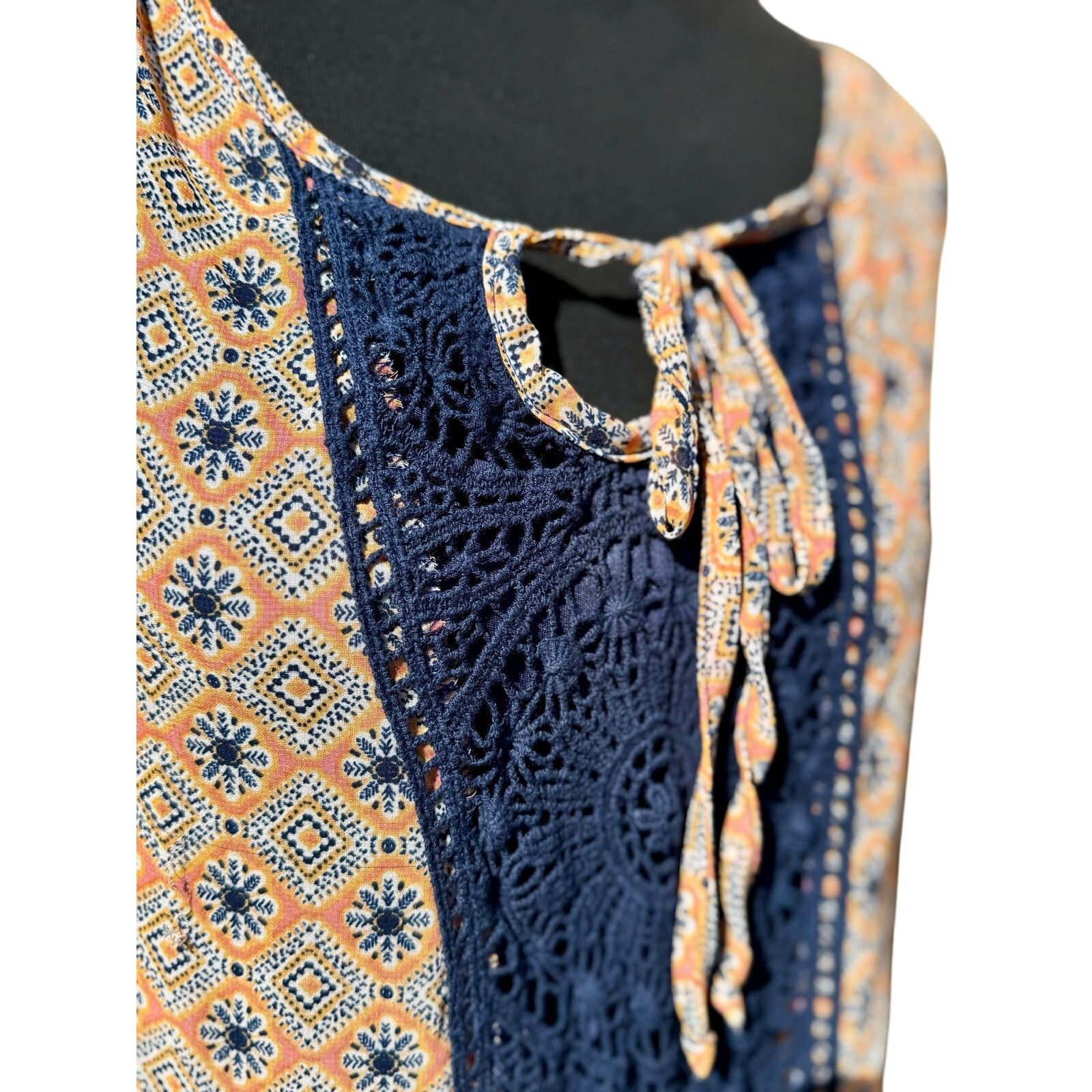 Other As U Wish Sleeveless Dress | Blue & Orange | Small Size S / US 4 / IT 40 - 3 Thumbnail