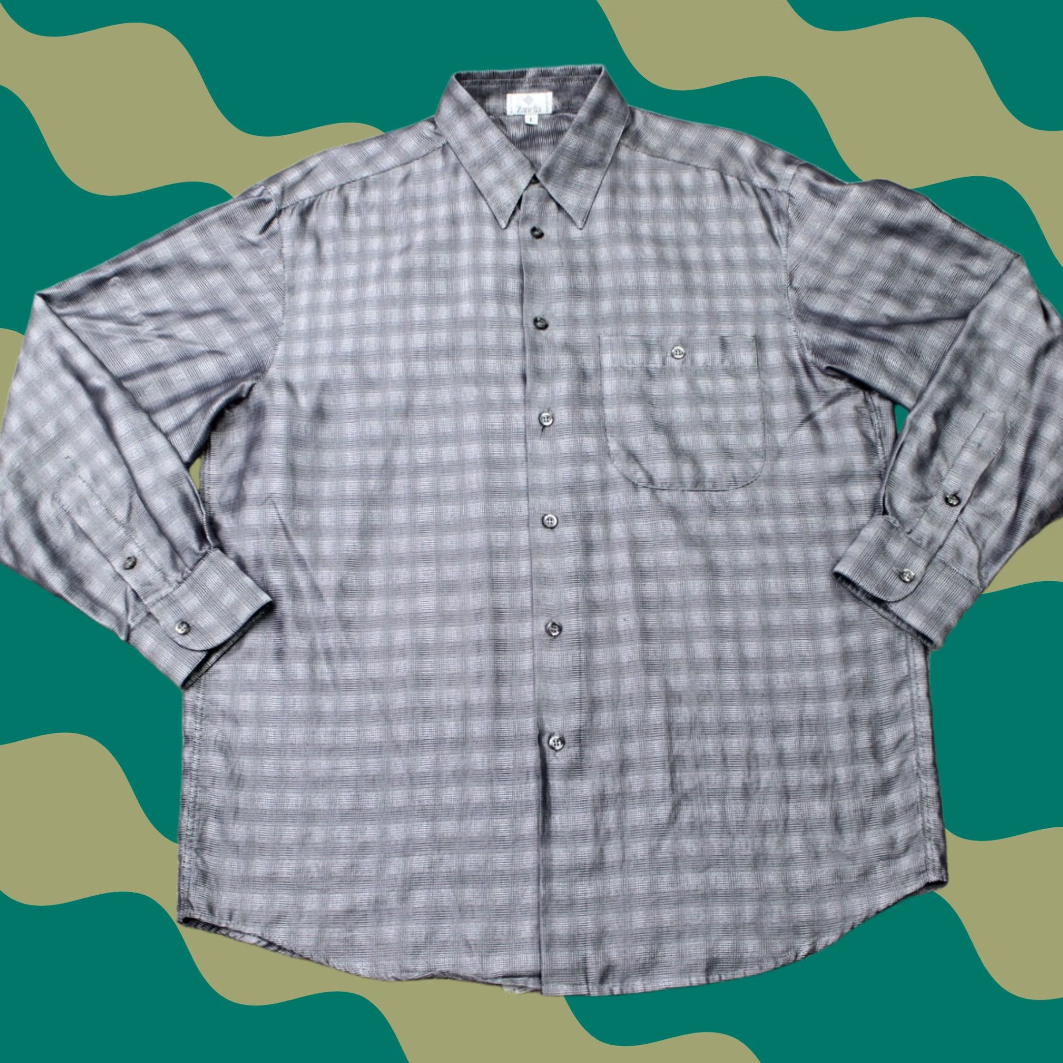 Zanella Zanella Shirt Mens Large Gray Plaid 100% Cotton Long Sleeve Button Up Size US L / EU 52-54 / 3 - 1 Thumbnail