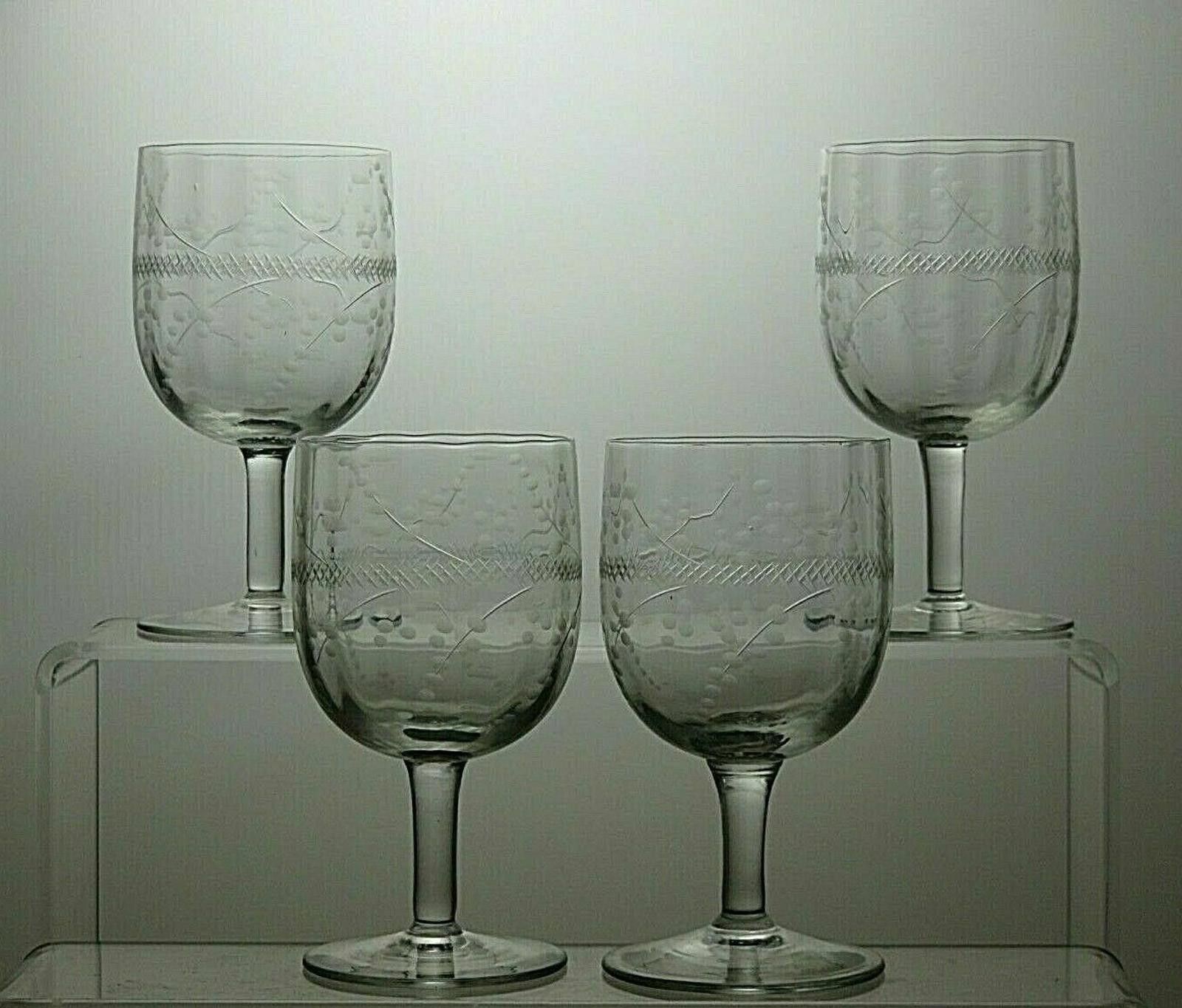 The Unbranded Brand Lead Crystal Etched Set Of 4 Sherry Glasses 4 1/8" Size ONE SIZE - 2 Thumbnail