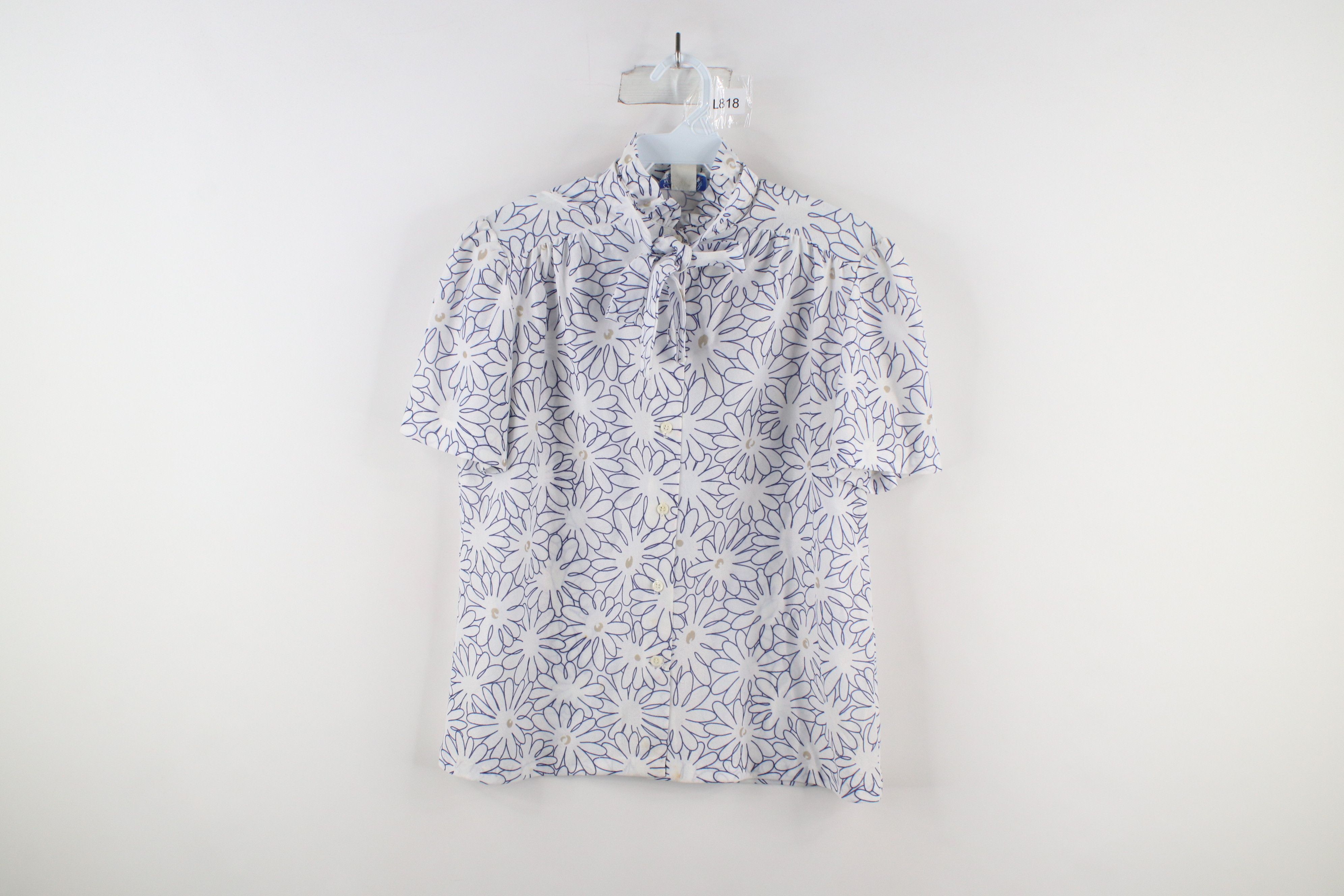 Vintage 60s 70s Streetwear Flower Ruffled Button Shirt USA