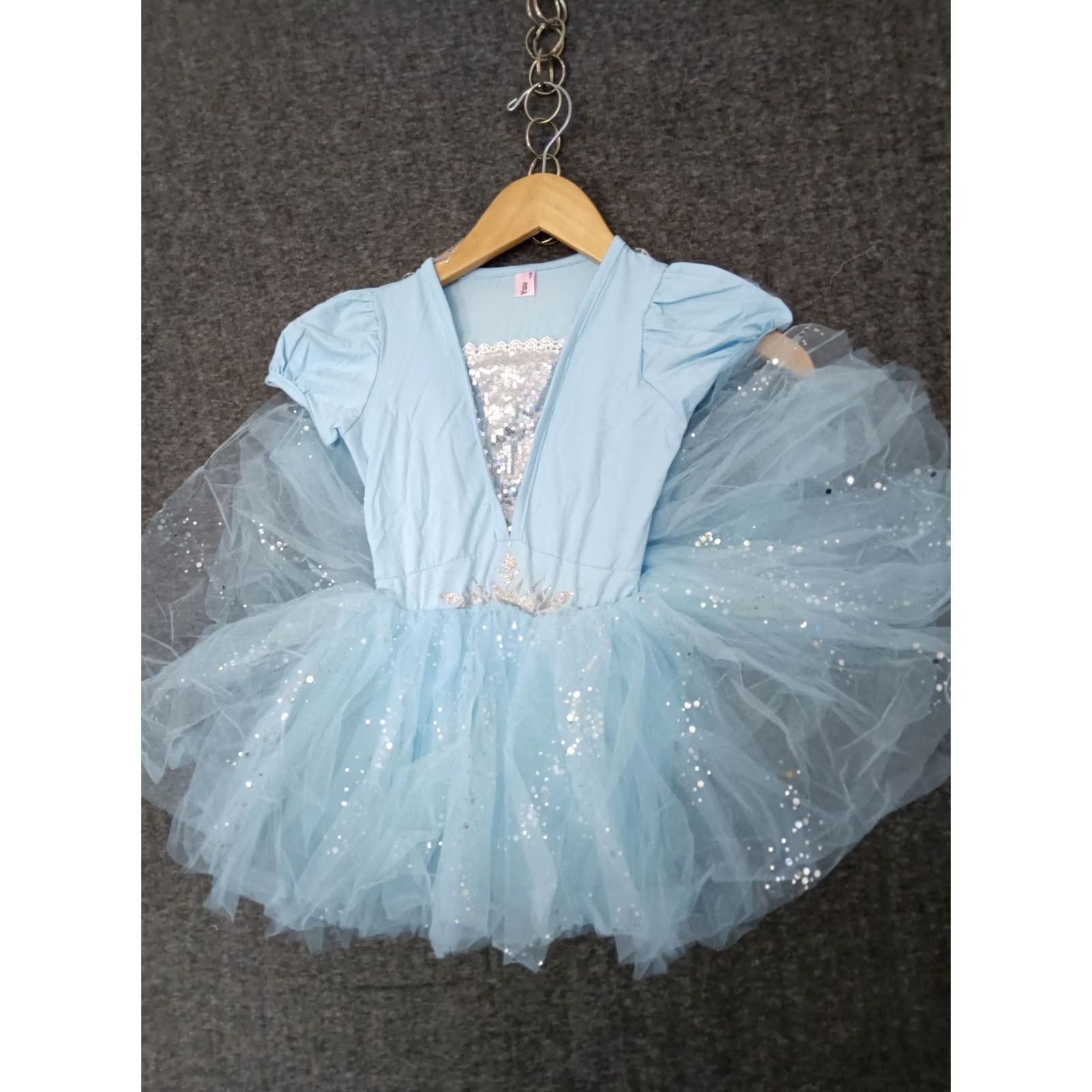Vintage YOU Princess Tutu Romper Leotard Dress Girls Halloween Costume 5-6 Yrs Old Blue Glitter Fairy Tale Dress Girls 5-6 T Size ONE SIZE - 2 Thumbnail