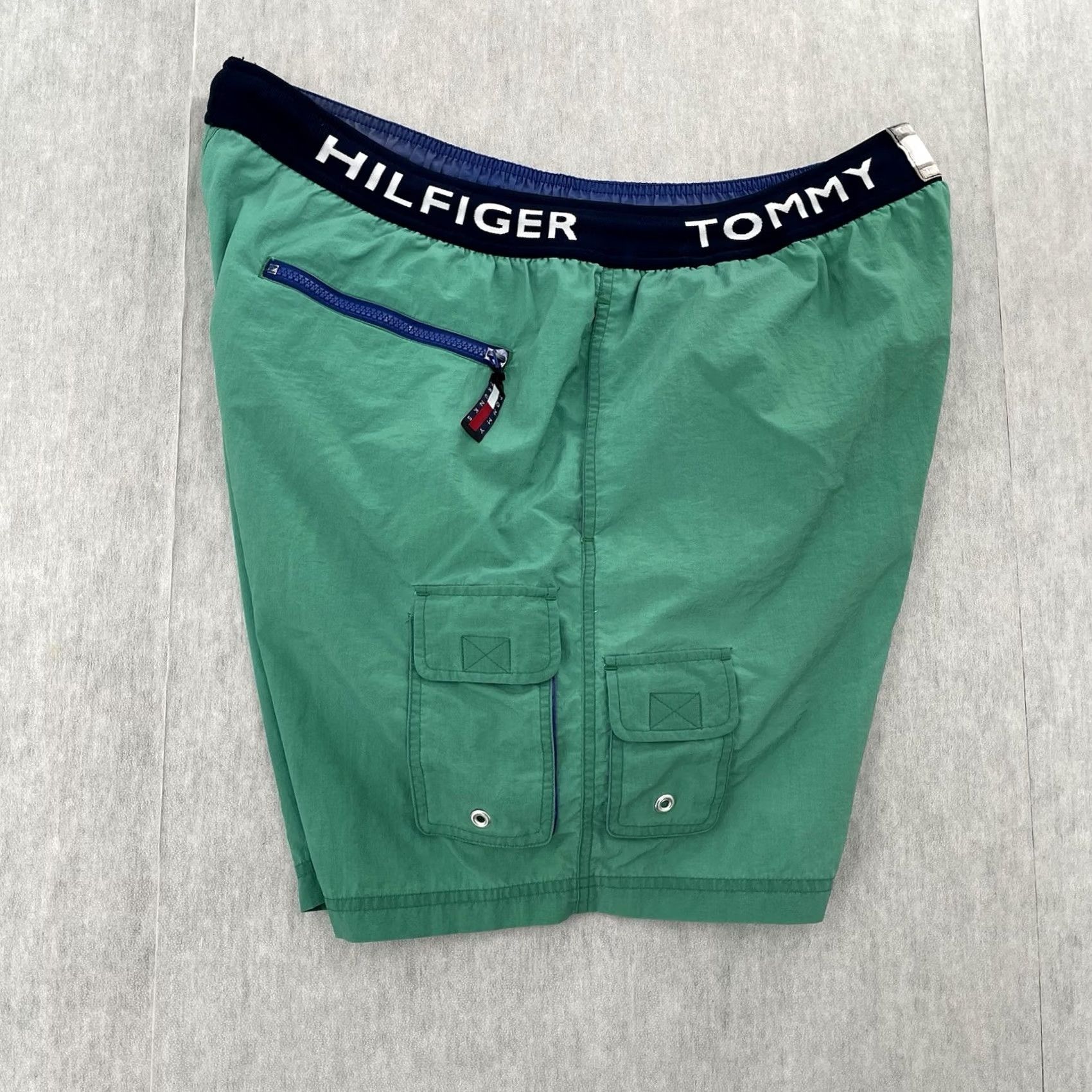 Tommy Hilfiger VINTAGE Tommy Hilfiger Swim Trunks Adult Large Green Board Cargo Pockets Size US 33 - 4 Thumbnail