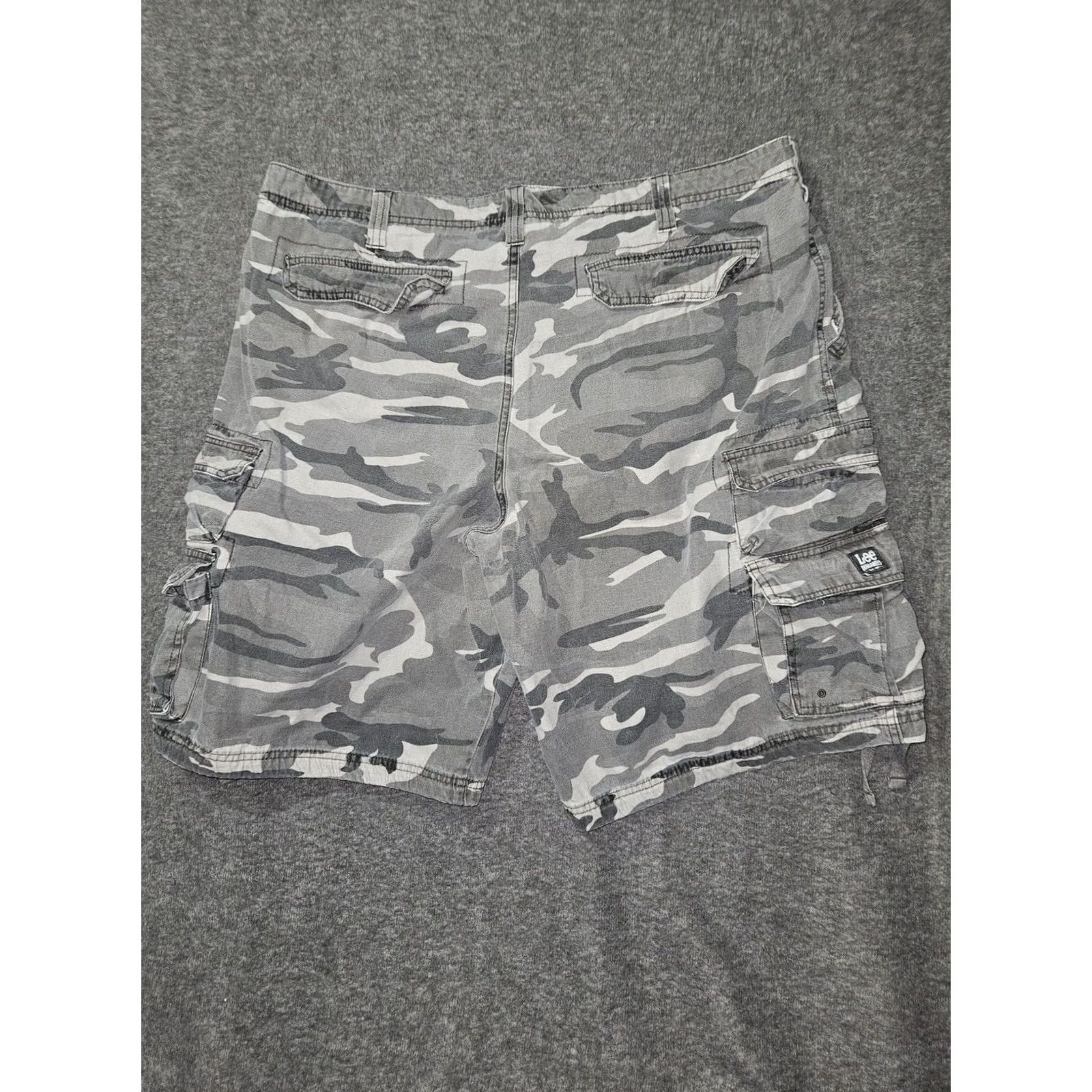 Lee Lee Dungarees Mens Cargo Shorts 42 Gray Camo Cotton Drawstring Pockets Casual Army Style Size US 42 / EU 58 - 7 Thumbnail
