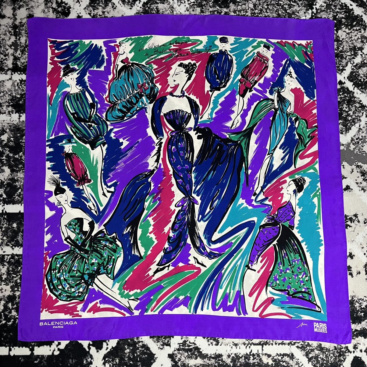 Balenciaga Balenciaga Abstract Design Silk Scarf Size ONE SIZE - 1 Thumbnail