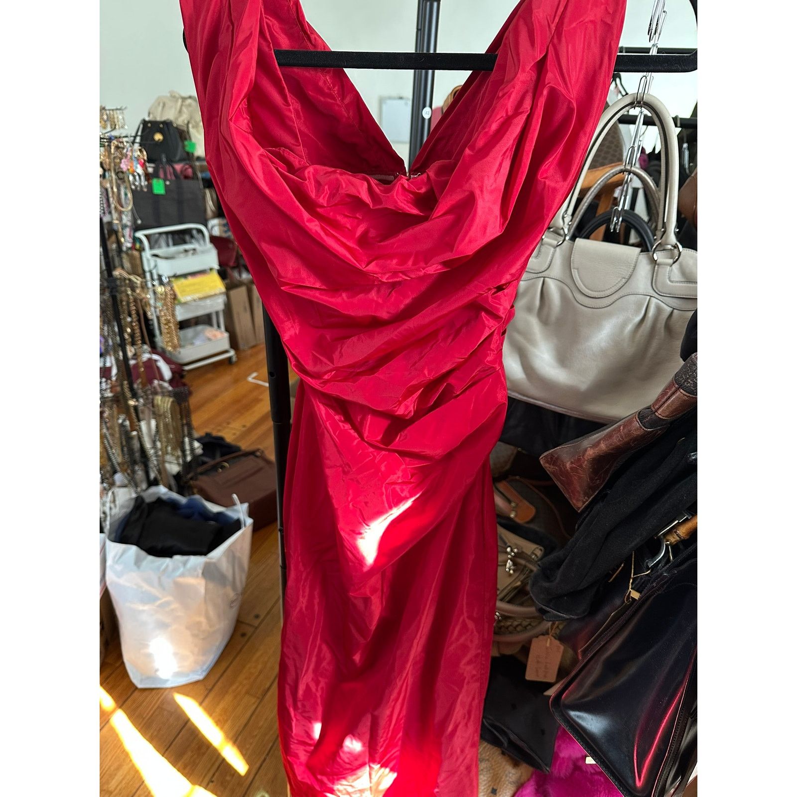Staud STAUD Andrea Off-Shoulder Dress Rouge 0 Size XS / US 0-2 / IT 36-38 - 1 Thumbnail