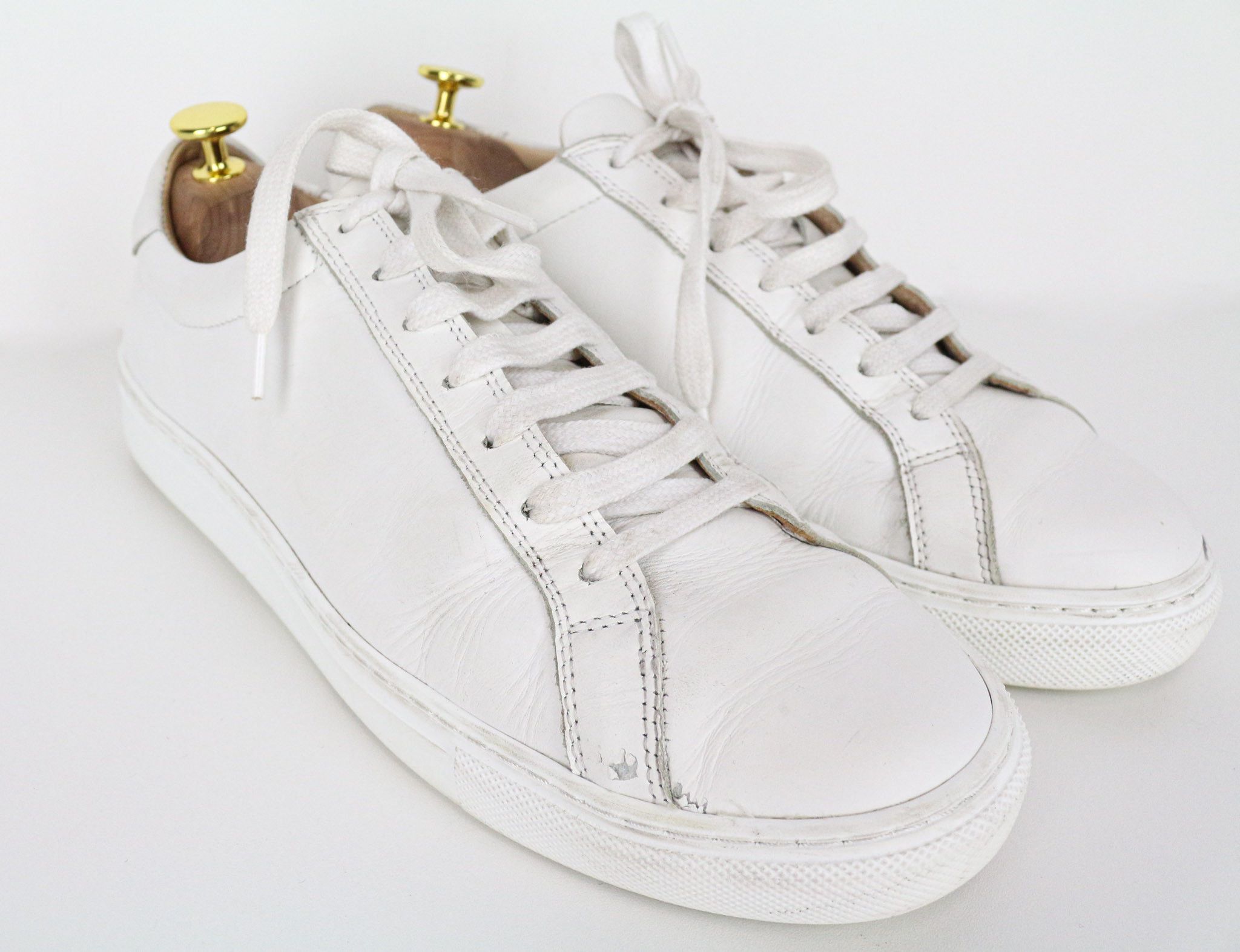 Suitsupply EU42 Solid White Calf Leather Low-Top Sneakers 73517 Size US 9 / EU 42 - 1 Thumbnail